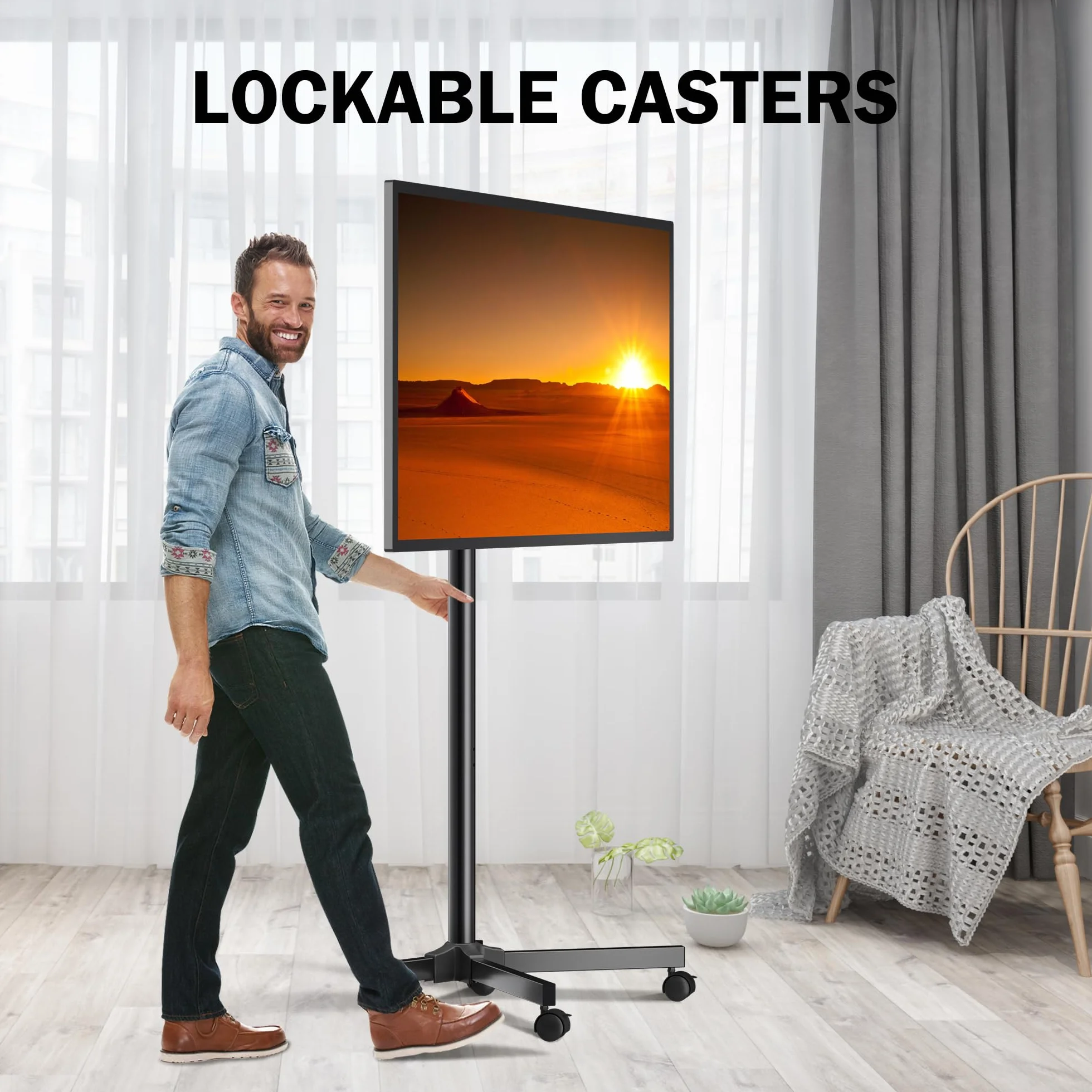 XINLEI Soporte TV con Ruedas para Televisores de 13 a 50 Pulgadas, Altura Ajustable, Inclinación 30°, VESA 200x200 mm, Modelo ML1350