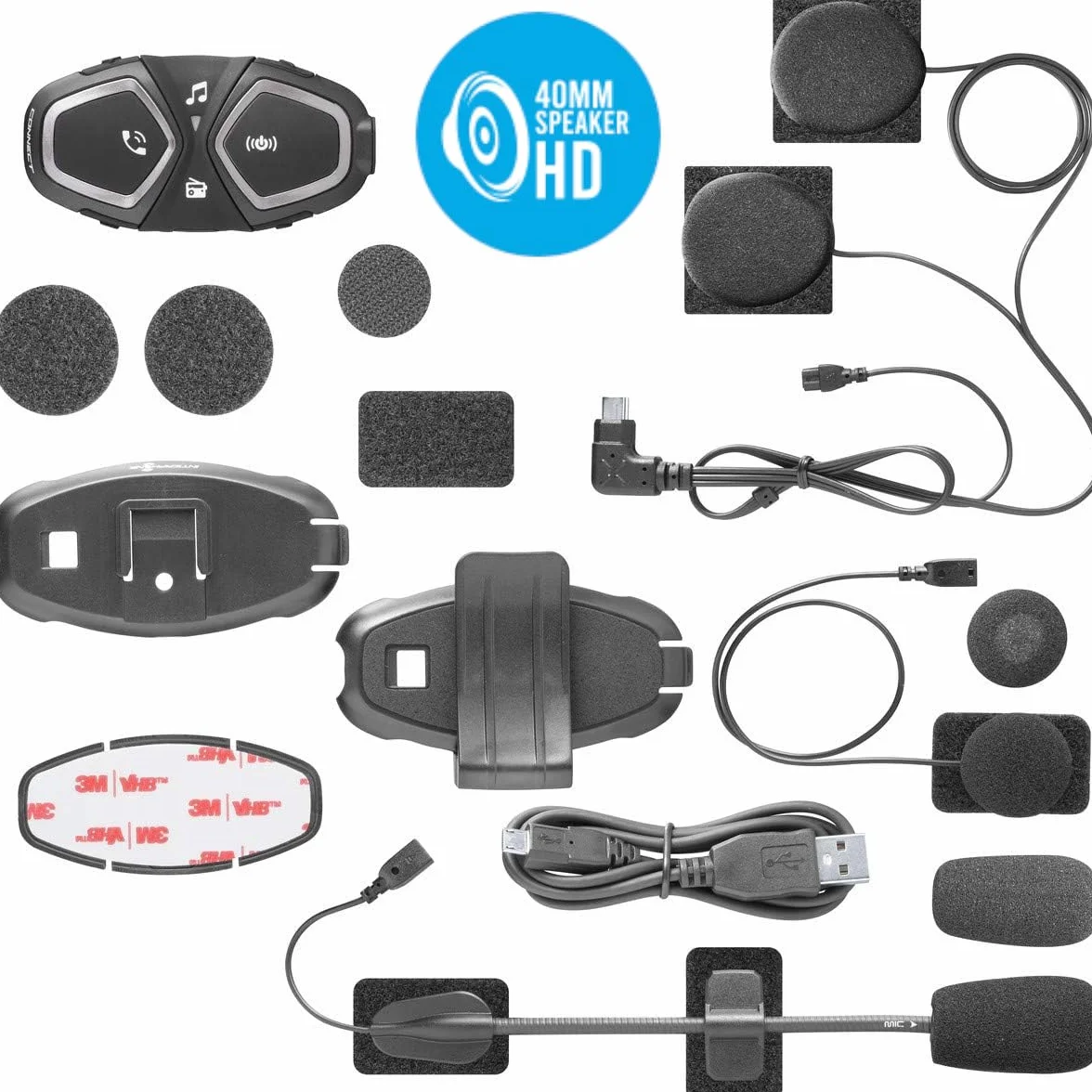 INTERPHONE Connect HD – Intercomunicador para Casco de Moto, estéreo, Alta fidelidad, 40 mm, Uso piloto – piloto, Distancia 300 m, autonomía 12 Horas, Radio, GPS, TFT, Impermeable IPX67