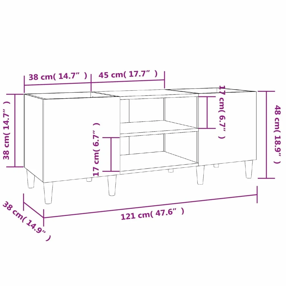 LAPOOH Mueble para Discos Madera contrachapada Blanco 121x38x48 cm, Estanteria CD, Mueble Tocadiscos, Mueble para Discos, Mueble para Vinilos, Mueble para Tocadiscos - 831925