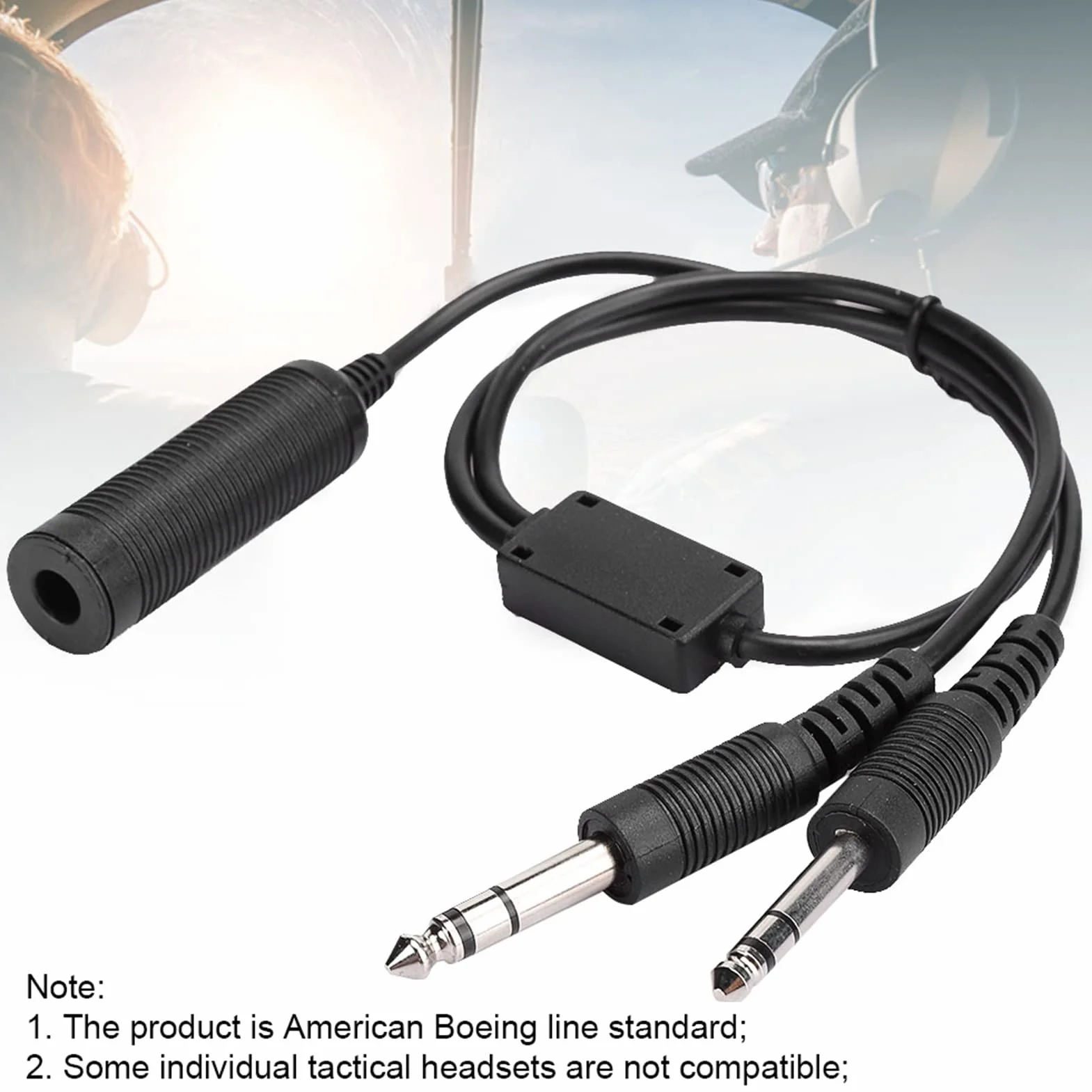 Helicóptero U174 a Dual GA Twin Plug Adaptador para A20 Auricular Avión David Clark Cable Avión Radio Piloto Militar 18253g Adaptador Suministros Adaptador