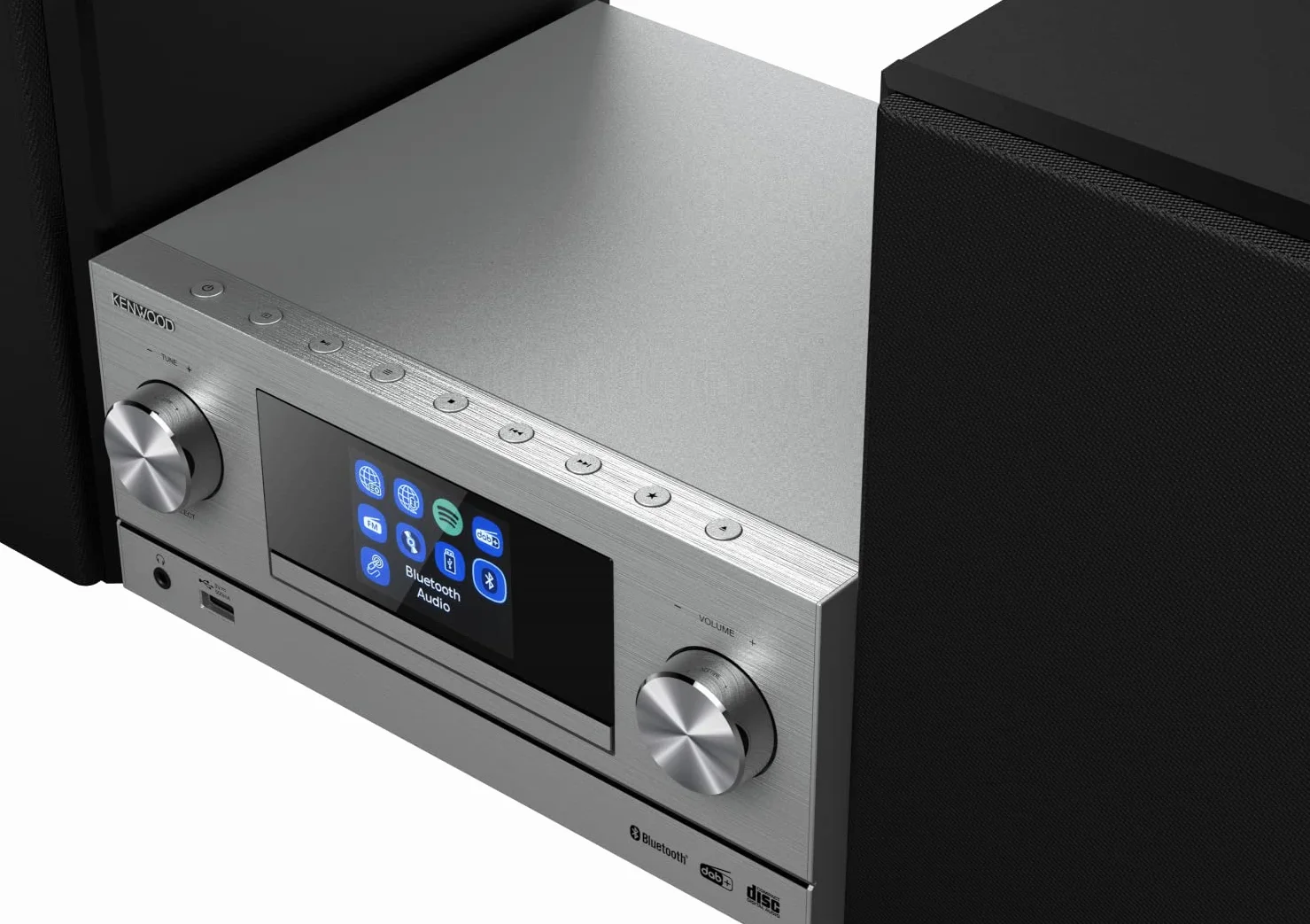 Kenwood M-9000S-S - Micro Sistema Hi-Fi con CD, Dab +, Radio por Internet, Spotify, FM, Bluetooth, USB y Gran Pantalla a Color TFT