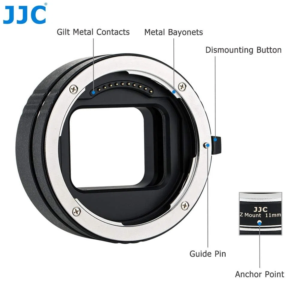 JJC 11mm/16mm Sets Metal Tubo de Extensión TTL Enfoque Automático AF para Nikon Z Mount ZR Z9 Z8 Z7, Z7II, Z6, Z6II, Z5, Z50 Z30 Zf Zfc Cámara Digital y Lentes Z Mount