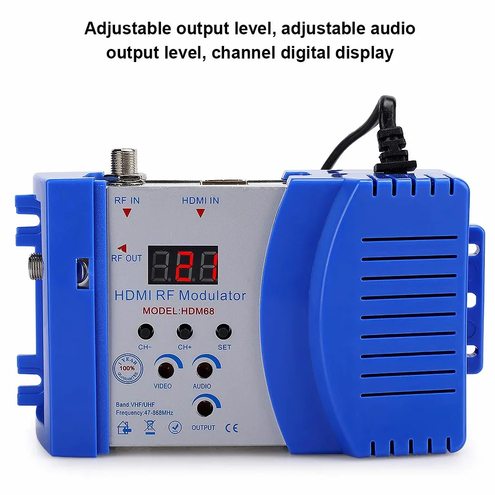 HD Digital Modulador,HDMI VHF/UHF Modulador de AV a RF Dual portátil con 1080P,Ancho de Banda 6MHz / 7MHz / 8MHz modulador para TV, PC, DVD