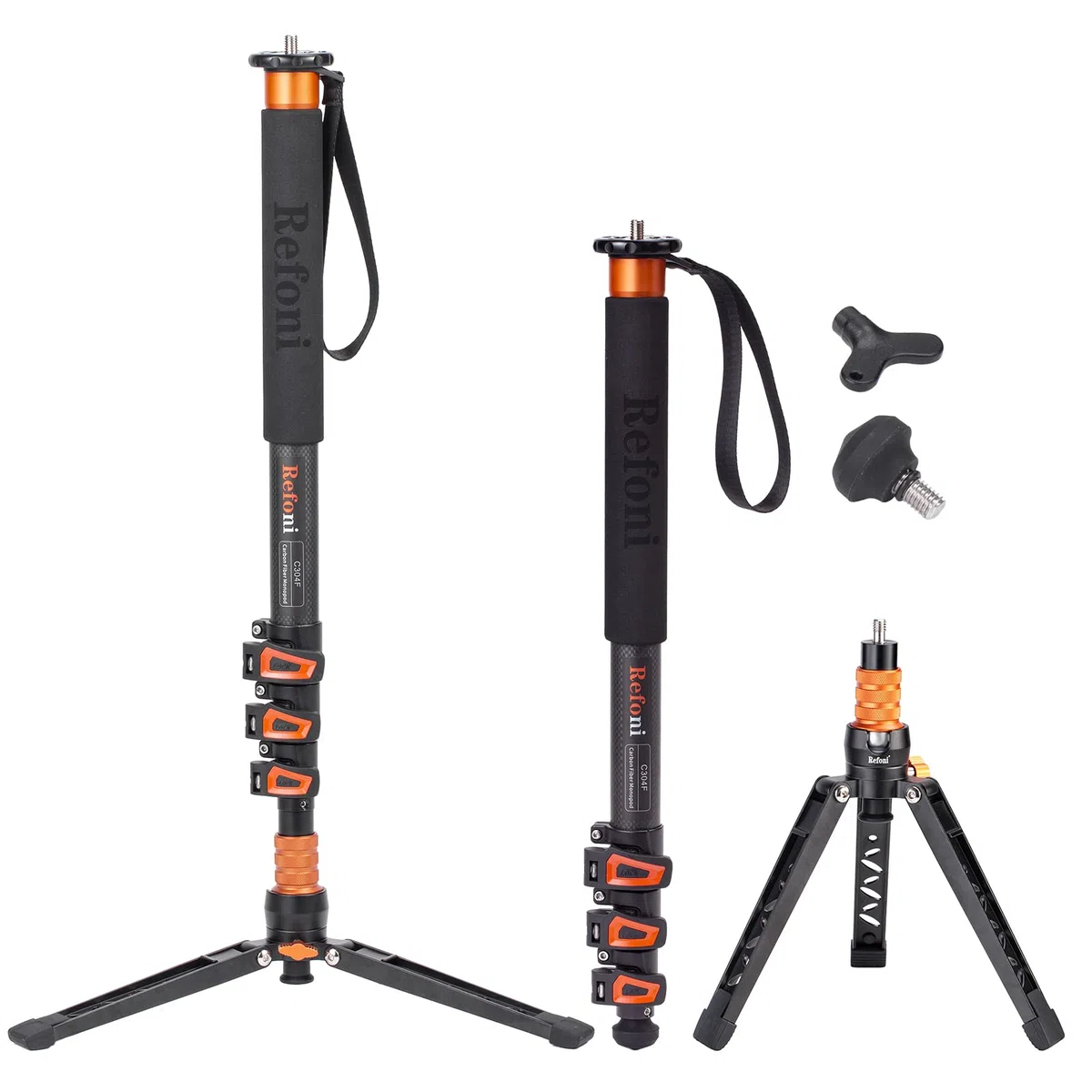 Monopié de Fibra de Carbono, Refoni C304F Monopié de 173 cm con pies de Apoyo para Hacer Frente a Todos los Kits DSLR o Mirroless más Grandes, con una Capacidad de Carga máxima de 20 kg