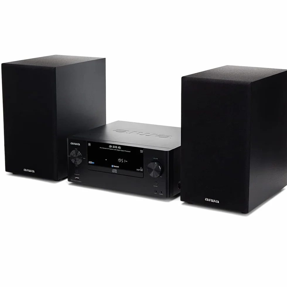 Aiwa MSBTU-500 - Microcadena con Mando a Distancia, (Hi- Fi, Bluetooth, Equipo De Sonido, CD, USB-Carga, MP3, Radio FM, 50W (RMS),Diseño Compacto, Ecualizador)-Color Negro