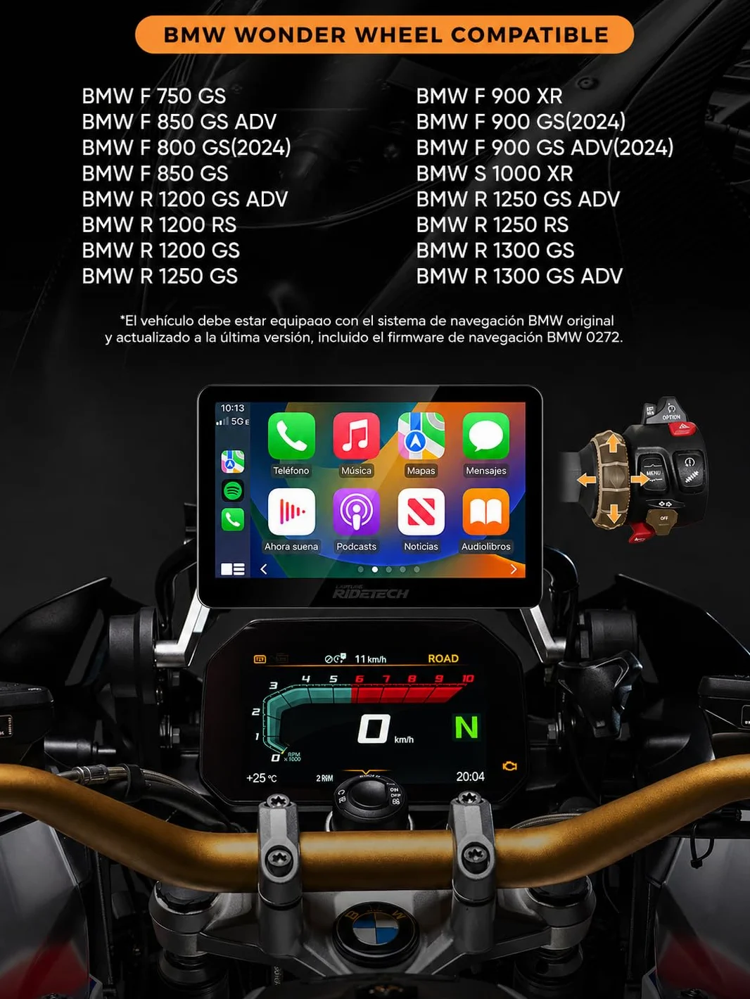 Kraft 5 Pantalla CarPlay BMW RT/K16 Android Auto Plug & Play