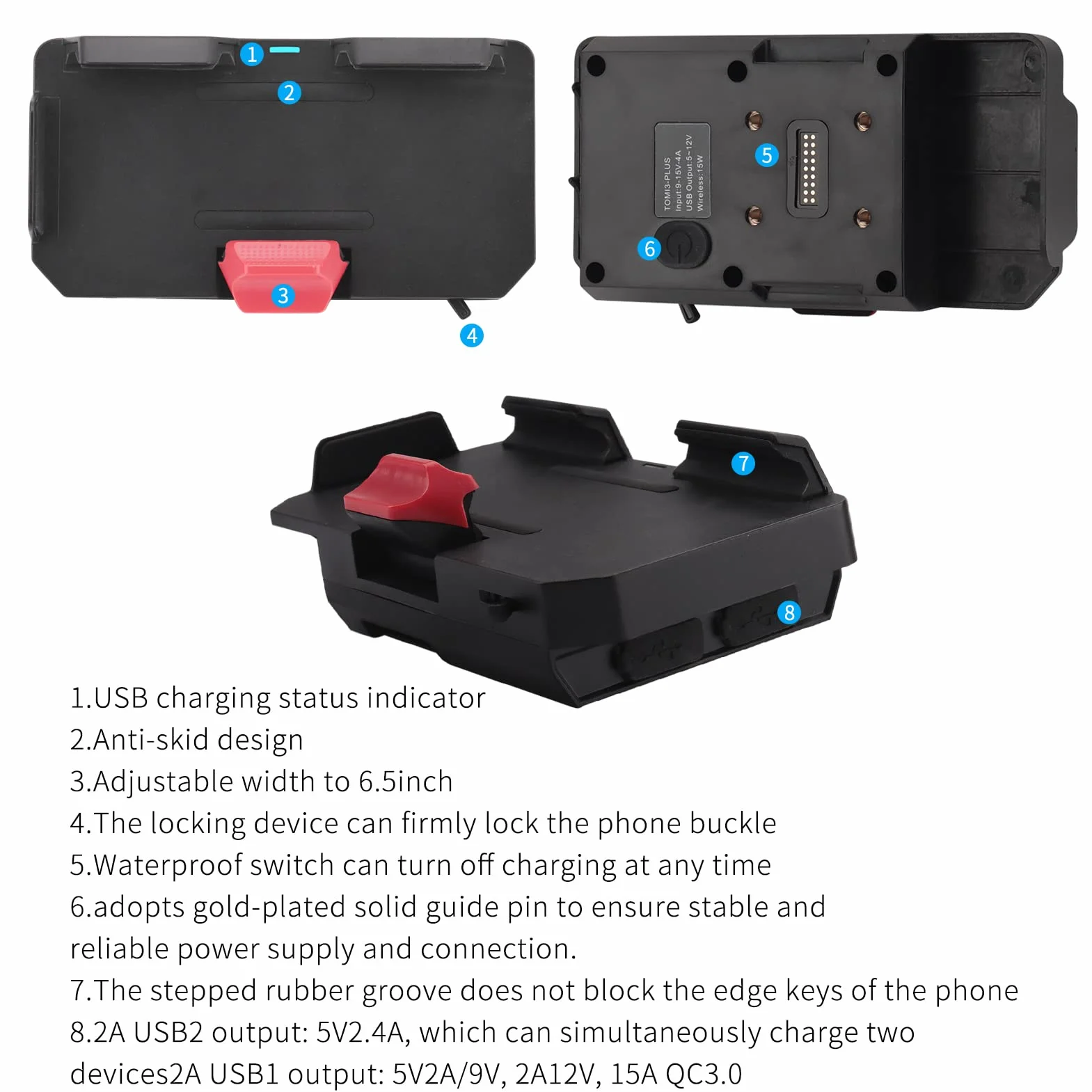 Soporte Móvil Coche Salpicadero con Cargador USB Compatible con BMW