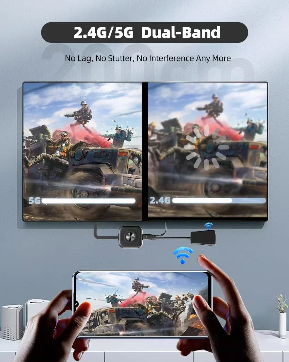 Miracast HDMI Inalámbrico 5G Adaptador 4K Streaming Video Audio Laptop PC TV Stick Proyector Monitor Plug Play