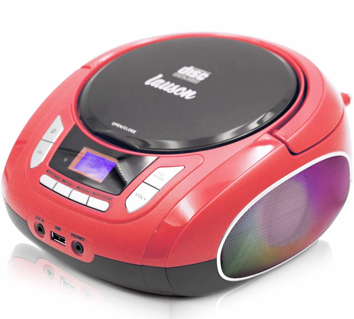 Lauson NXT966 Reproductor de CD Portátil con Bluetooth | Radio FM | Lectores de CD con Altavoz Estéreo | Entrada USB | Entrada AUX |Conector para Auriculares y Luces Disco