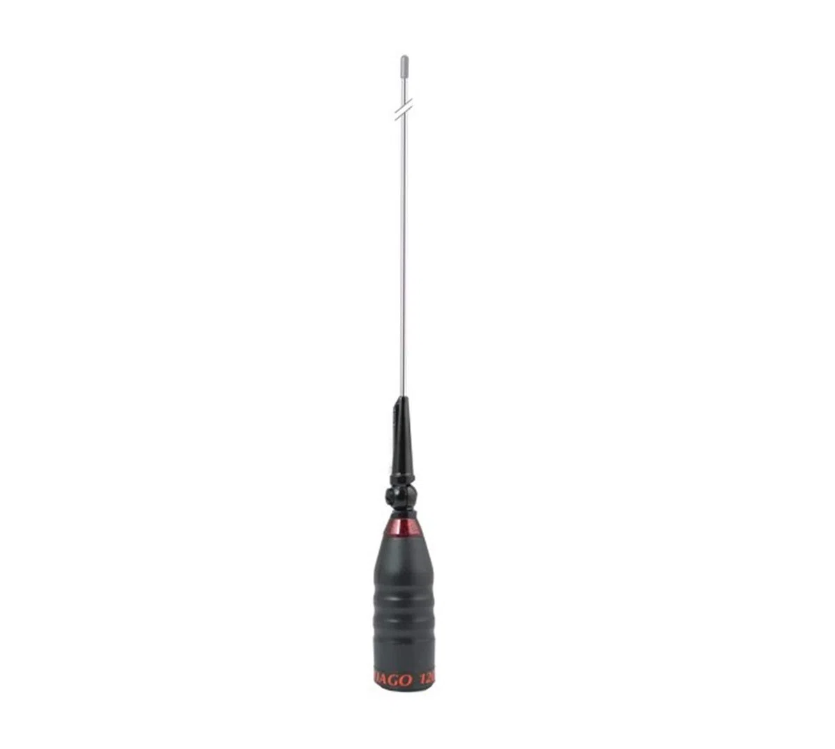 Super Santiago 1200 Antena Móvil CB 27MHz - Longitud 2 Metros, Ganancia 4dB, Potencia 600W - Acero Inoxidable - Incluye Base PL y Cable RG58 (Kit Completo)