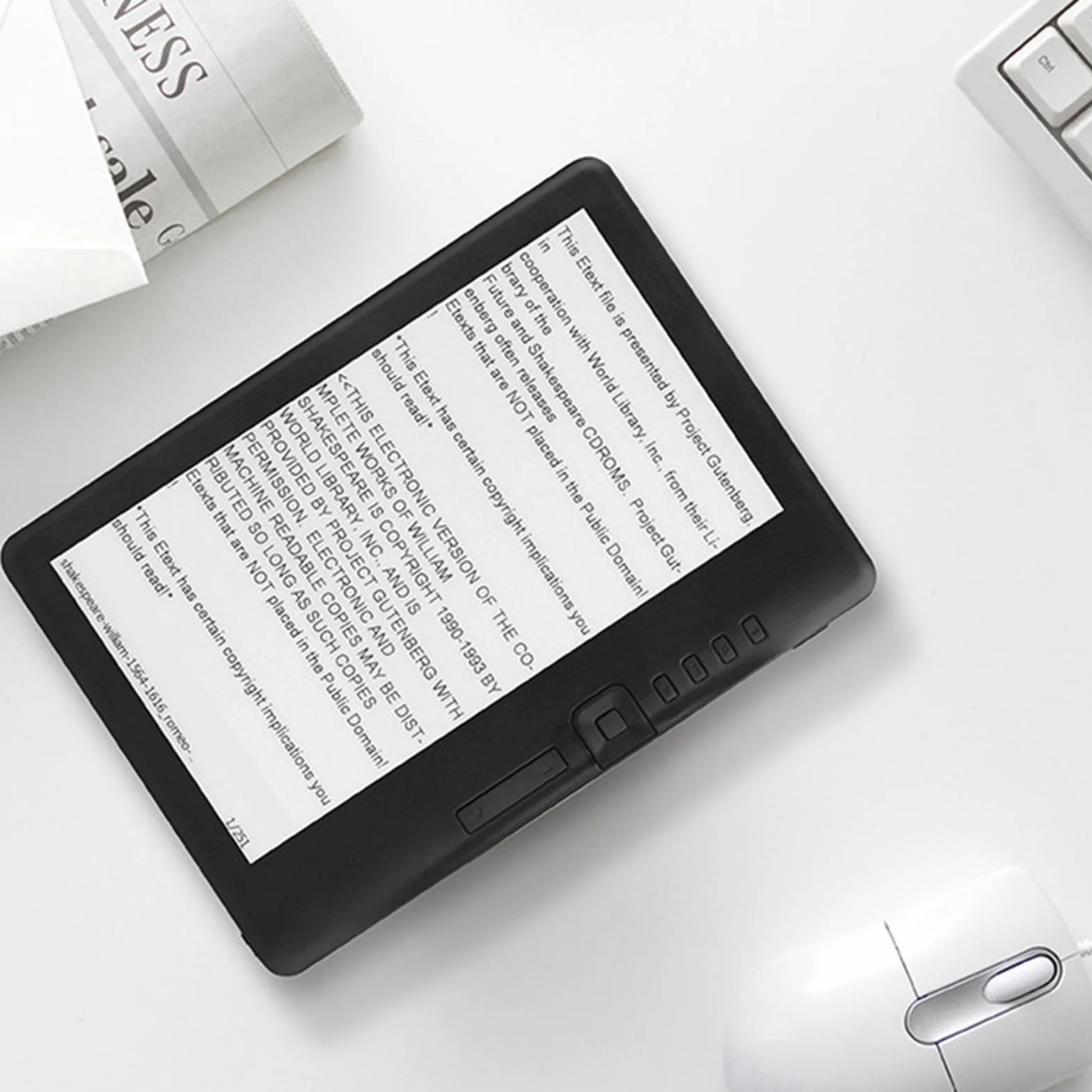 Lector de Libros Electrónicos Resistente al Agua 7 Pulgadas Colorido Plegable con Botón de Libro Compatible con Tarjeta de Memoria