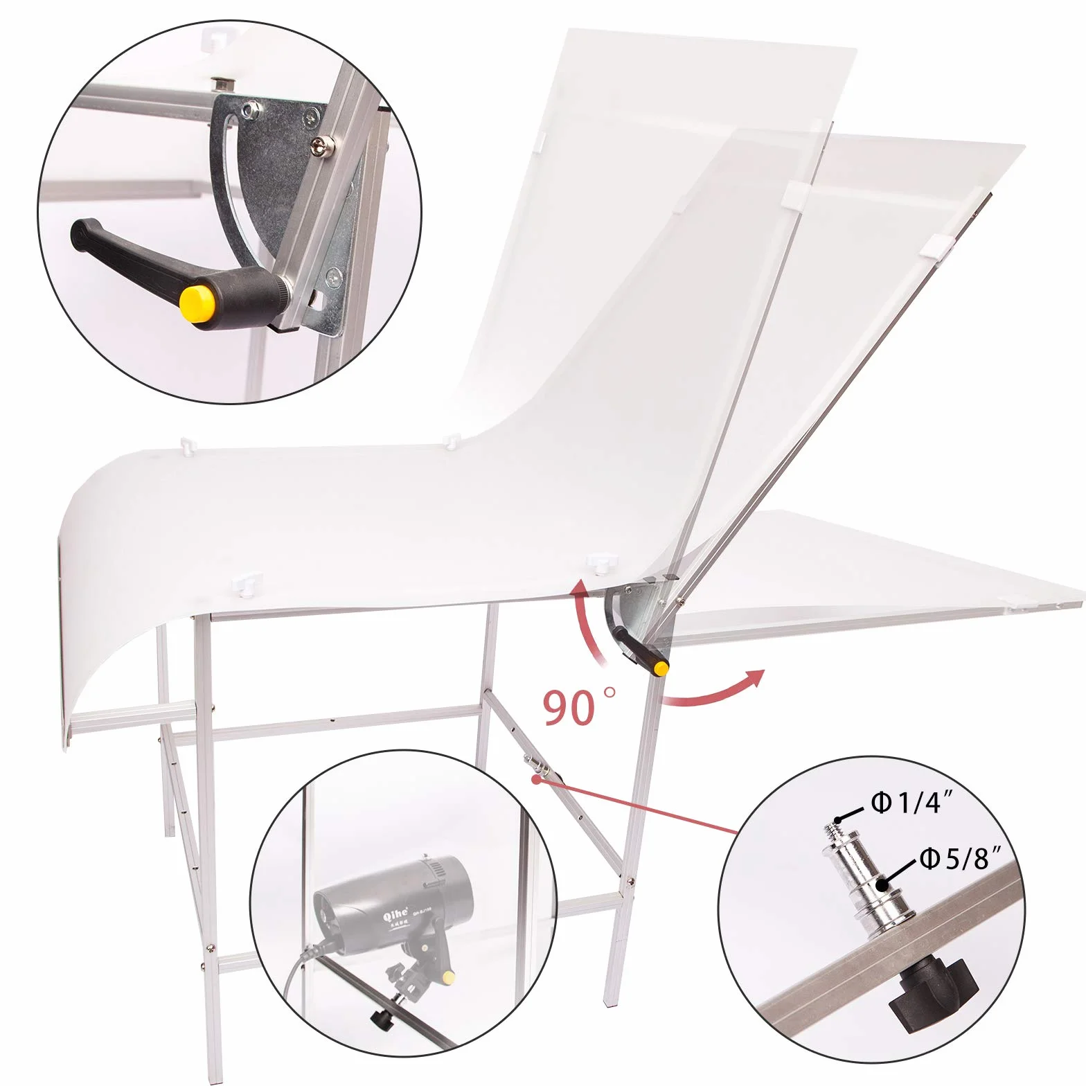 Especialidad Fotografía Photo Studio Mesa de Disparo 130x60cm Plegable y Portátil con 3 Fondos de PVC para Todavía Vida Producto Shooting