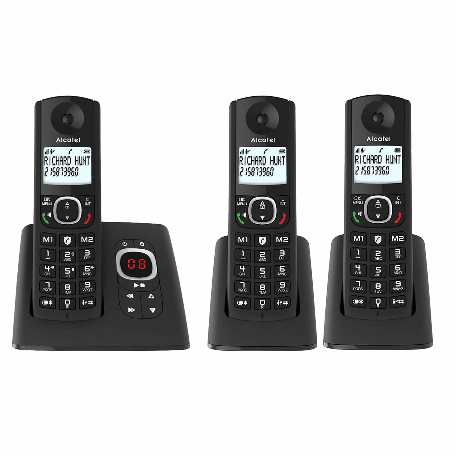 ALCATEL F530 Voice Trío Teléfono inalámbrico DECT con contestador automático - 3 terminales - Negro