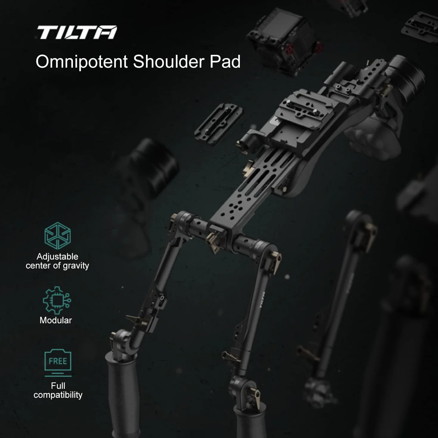 TILTA TA-LSR-B-2 Lightweight Shoulder Rig Rosette Handgrip Dual Baseplate para Sony A1 A7S III A7M4 FX3 R5 R5C GH6 Red Komodo