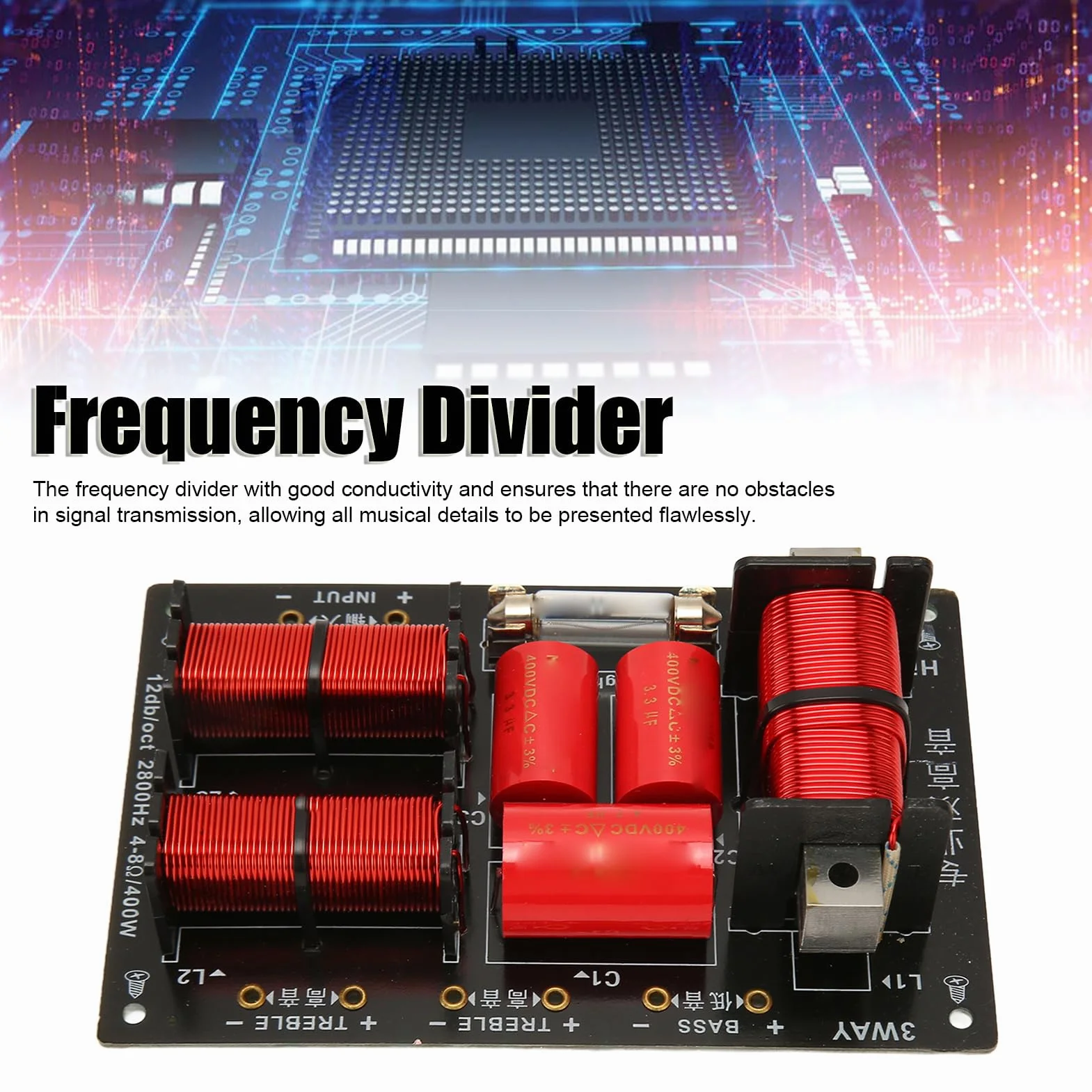 Divisor de Frecuencia de Altavoz de 400 W, Placa Distribuidora Cruzada de Altavoz de Audio Hi Fi de 3 Vías y 2 Unidades, Módulo Divisor de Frecuencia de Graves Agudos