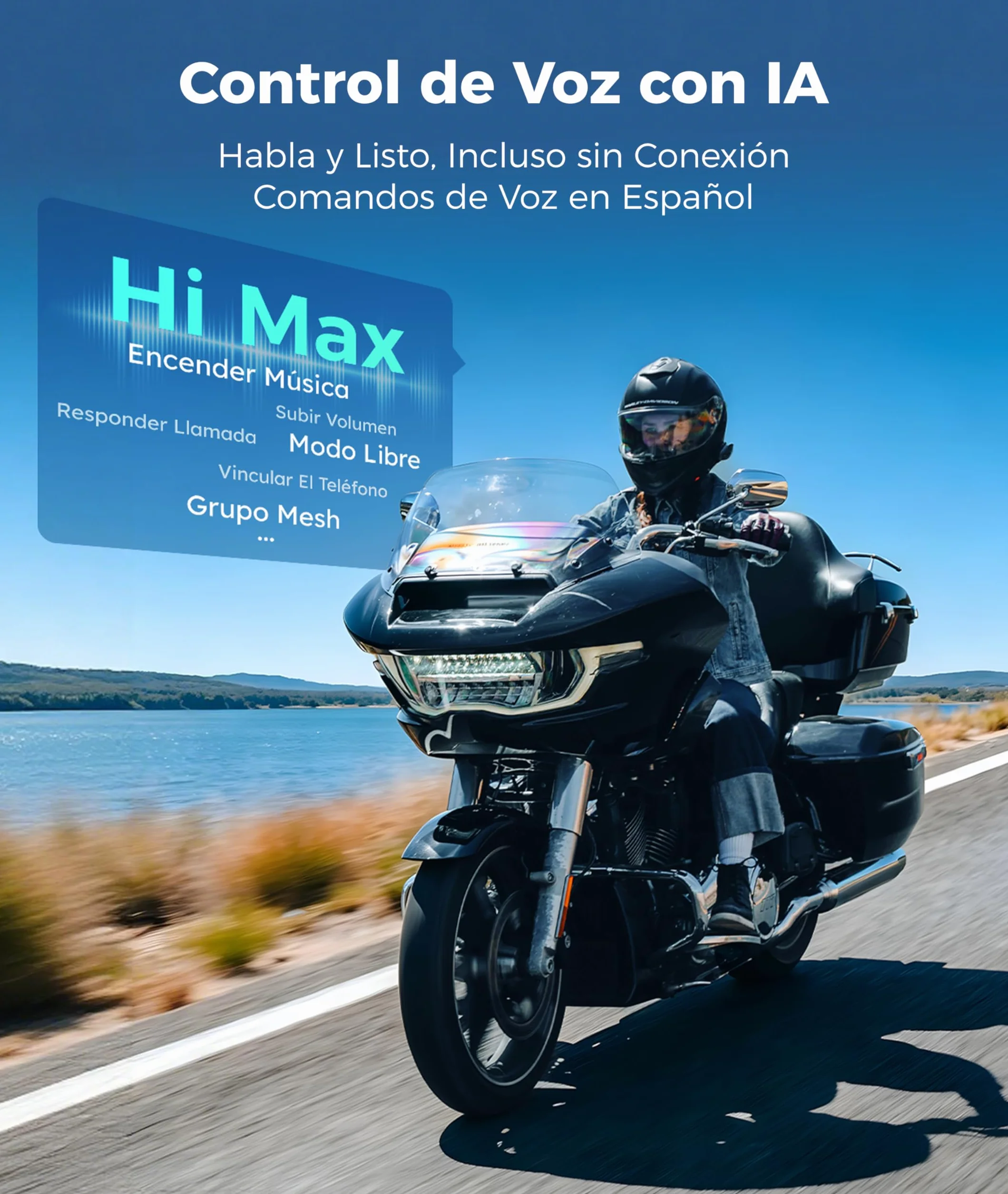 ASMAX Intercomunicador Casco Moto Bluetooth 10 Vías Mesh, Control de Voz Español, Carga Rápida, ENC Cancelación Ruido