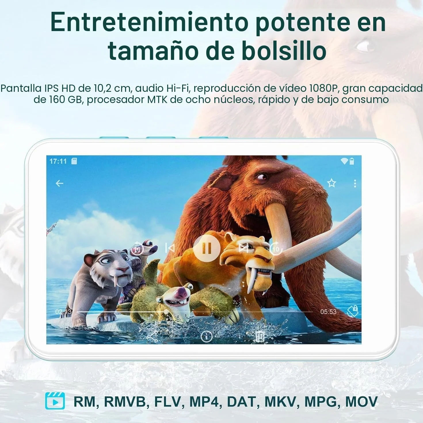 SWOFY D08 Reproductor MP3 Android 13 160GB Bluetooth WiFi 4 pulgadas Pantalla táctil