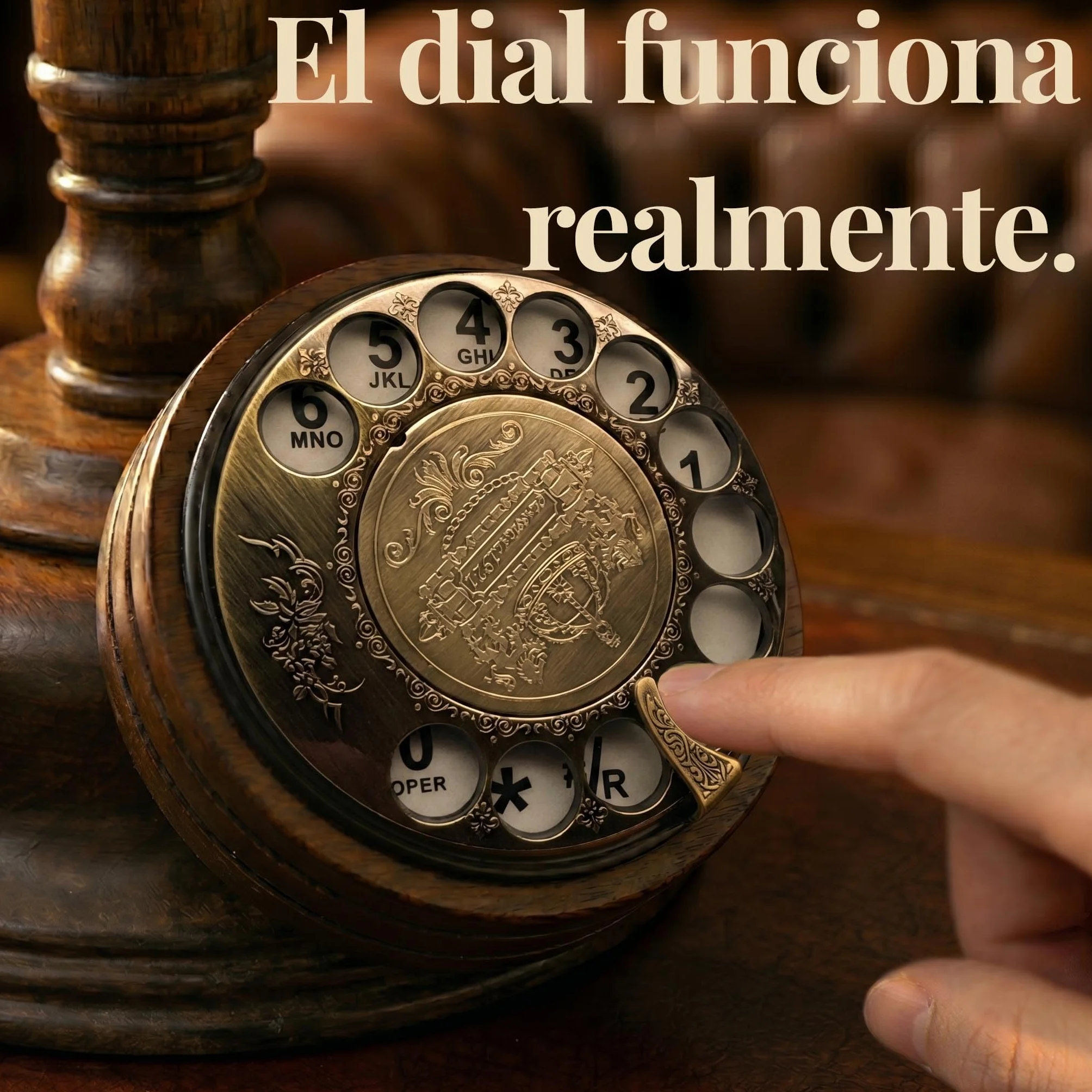 Teléfono Candelabro Vintage de Madera Opis Technology 1921 Cable Modelo C con Dial Giratorio
