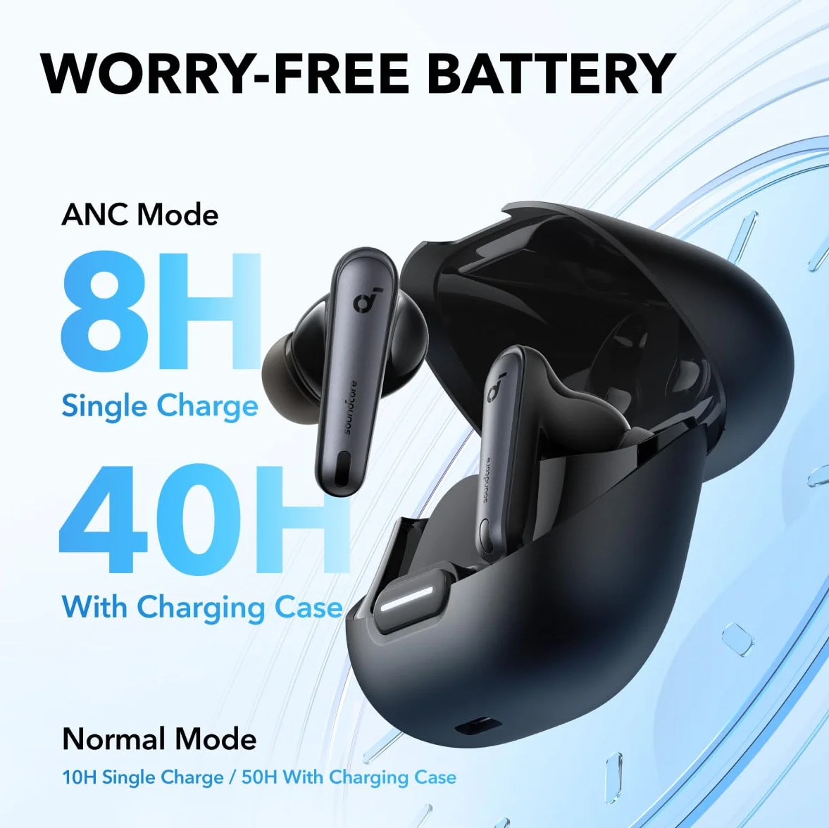 Soundcore by Anker Liberty 4 NC Auriculares Inalambricos Bluetooth, 98,5% Reducción del Ruido, Cancelación Ruido Adaptable a oídos y Entorno, Hi-Res Audio, 50 Horas, Carga inalámbrica, Bluetooth 5.3