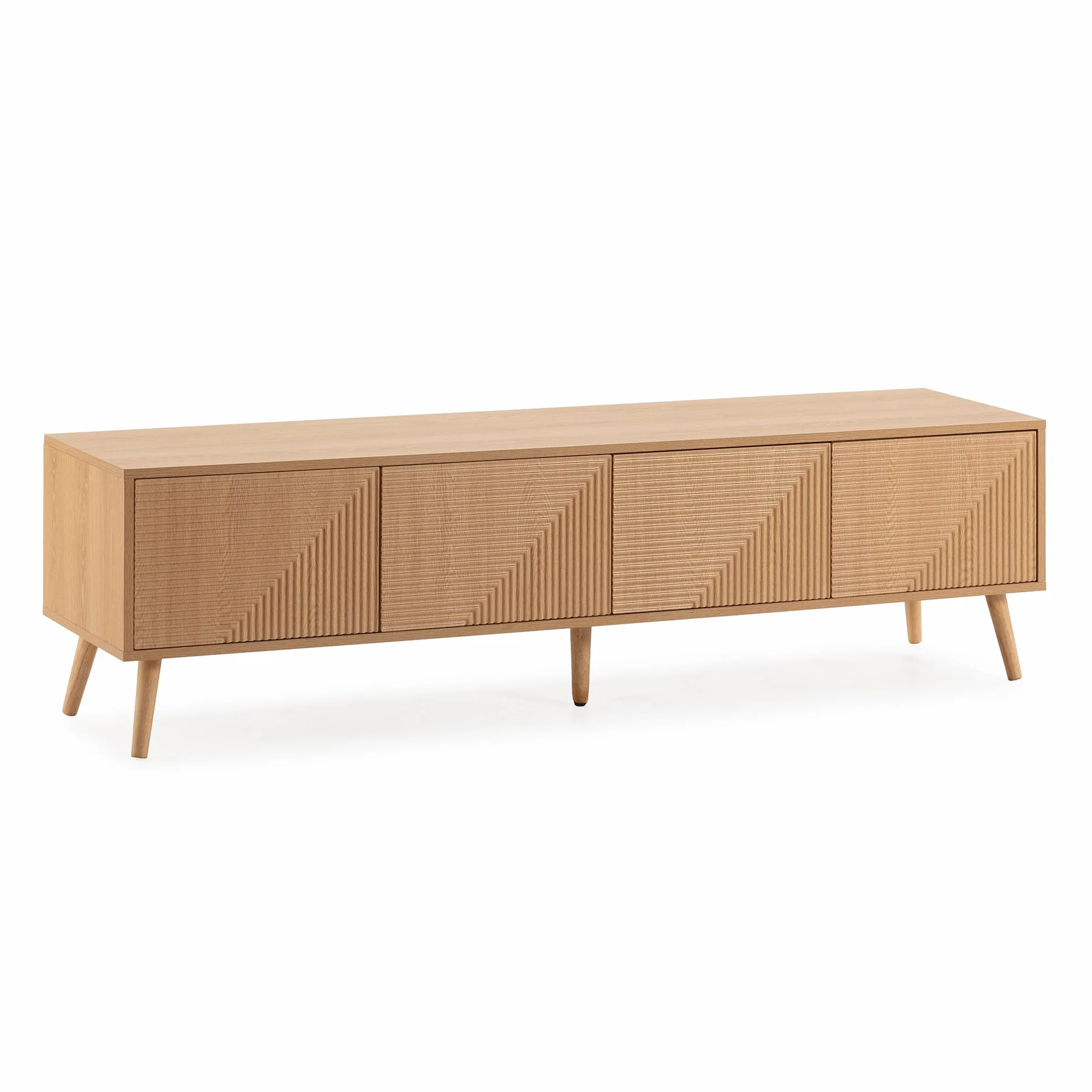 HOMN LIVING Mueble TV Telmo 4 Puertas Color Roble, 160 cm (Ancho) 40 cm (Profundo) 45 cm (Altura)