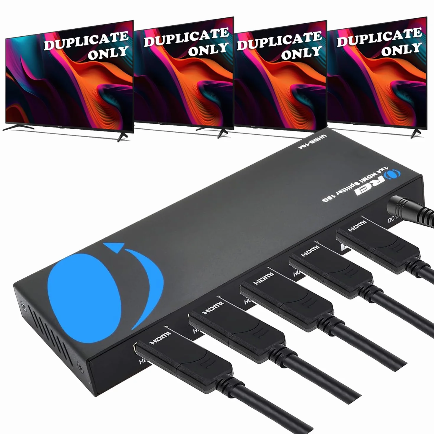 OREI UltraHD 4K @ 60 Hz 1 x 4 HDMI Splitter 1 en 4 Salidas 4 Puertos 4: 8 bits - HDMI 2.0, HDCP 2.0, 18 Gbps, EDID, duplicado/Espejo 4K Pantallas - UHDS-104
