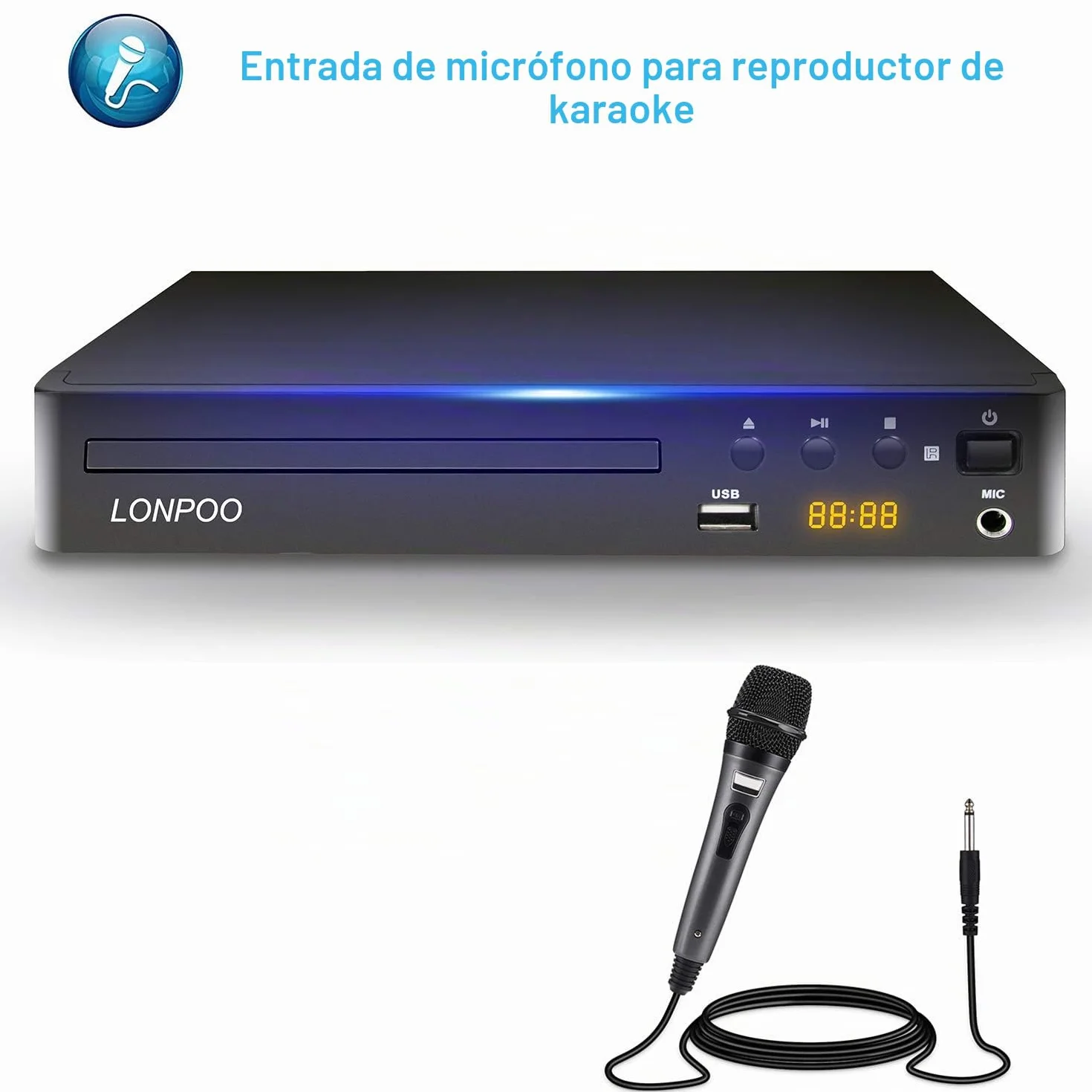 LP-099 Reproductor de DVD (Full HD 1080P, HDMI Output, Entrada USB, Multi Region Code Zone Gratis) Compatible con JPEG y MP3