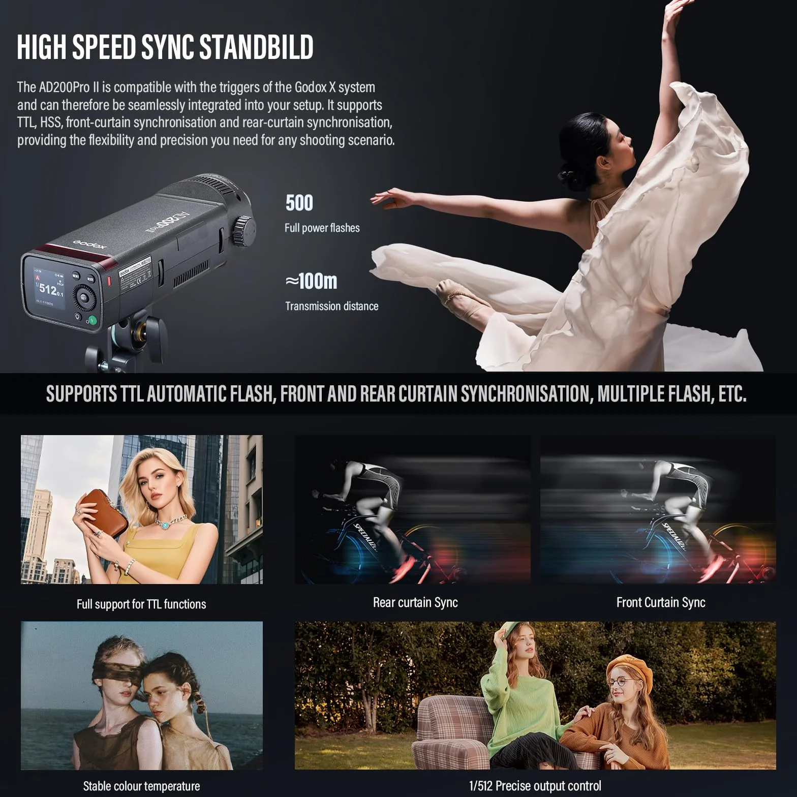 Godox AD200Pro II AD200ProII Flash para Exteriores Flash Flashgun with BD-07II 200Ws 2.4G TTL,500 Flashes con Flashgun de Bolsillo de Gran Potencia para Canon,Sony,Nikon,Fuji,Olympus,Panasonic