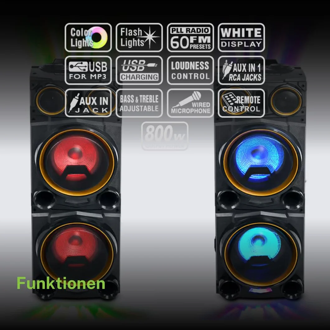 Altavoz Maleta Muse M-1988 DJ Party Box 800W Negro