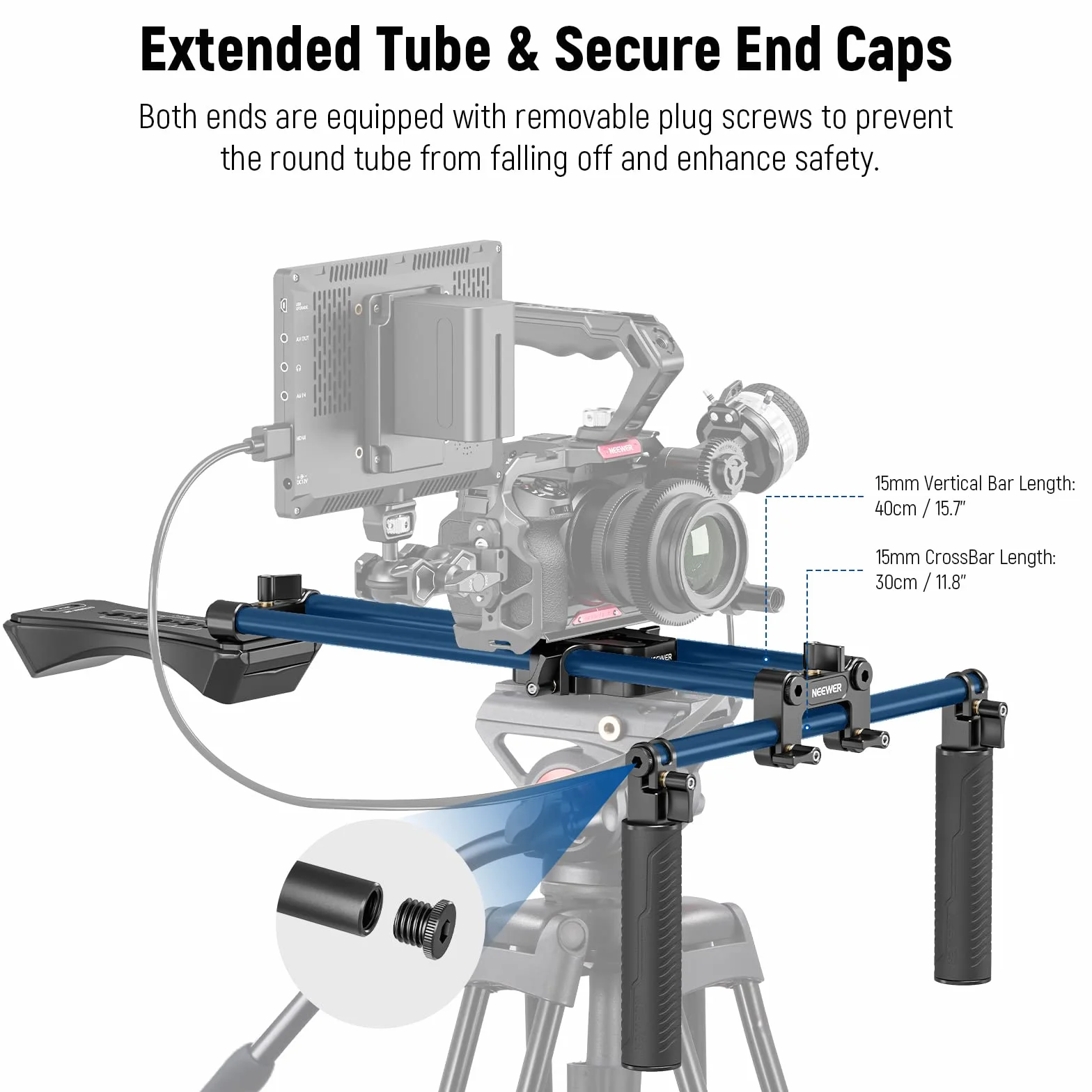 NEEWER Kit de Plataforma de Hombro Universal,Estabilizador con Sistema de Soporte de Barra de 15mm Extendido de 40cm para DSLR Filmación,Compatible con SmallRig Follow Focus/Soporte/Caja Mate,SR004