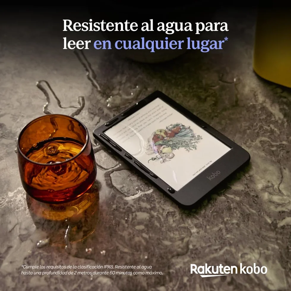 Kobo Clara Colour eReader 6" E Ink Kaleido 3 Pantalla Color sin Reflejos Modo Oscuro Resistente al Agua Audiolibros 16 GB Negro