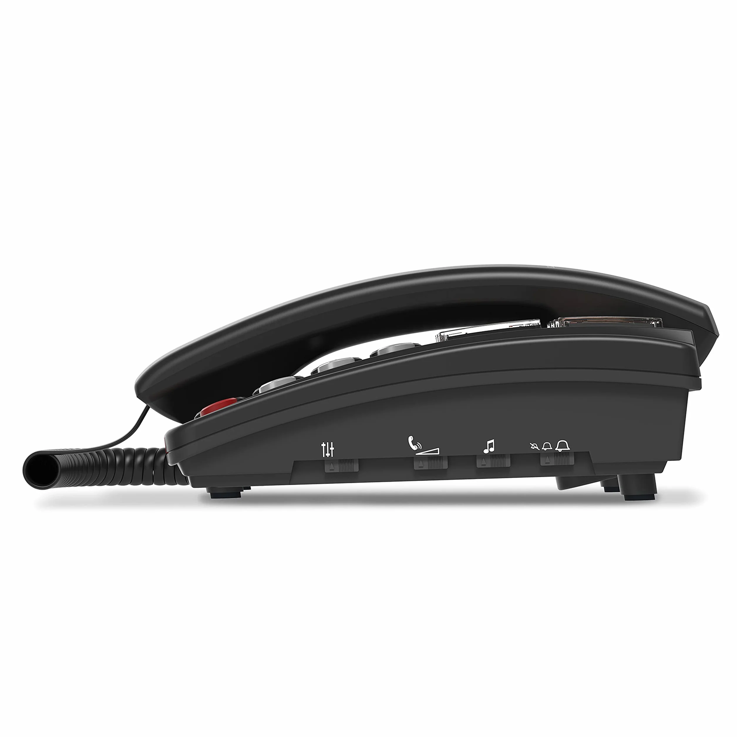 Amplicomms BigTel 40 Plus, Teléfono con Botón Grande con Cable, Seis Botones de Marcación Directa con Foto, Audio Boost 40dB, Tonos de Llamada Extra Fuertes, Compatible con Audífonos