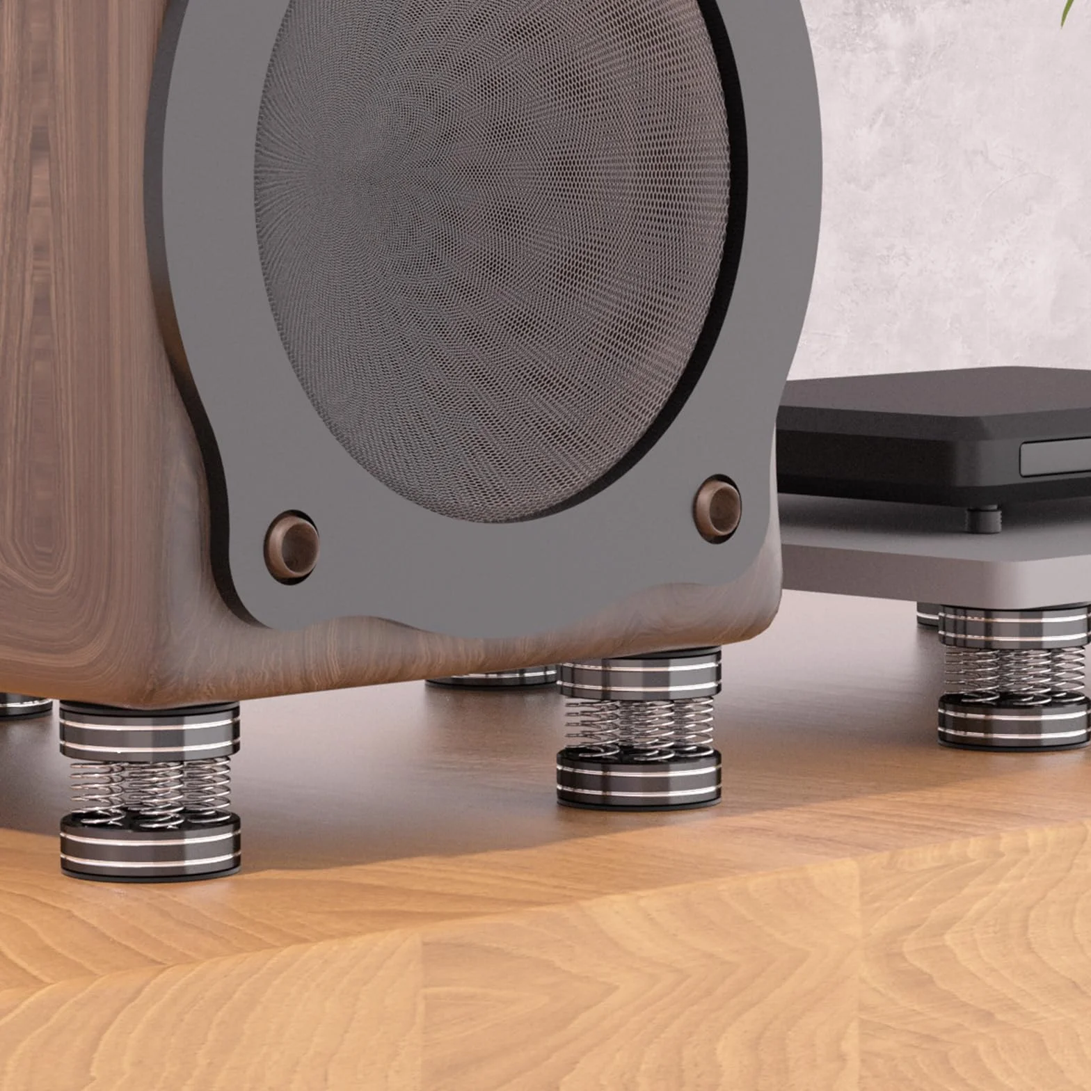 Pies de resorte de aluminio para altavoces 44 mm x 38 mm, con almohadillas antideslizantes