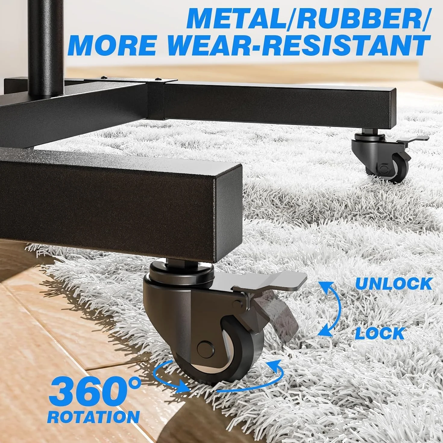 RFIVER Soporte TV Pie Ruedas para Television de 32 43 50 55 65 75 80 Pulgadas - Tele Televisor Soportes Pie Inclinable - Soporte TV Suelo Altura Ajustable Movil | MAX Vesa 600x400mm 50 KG