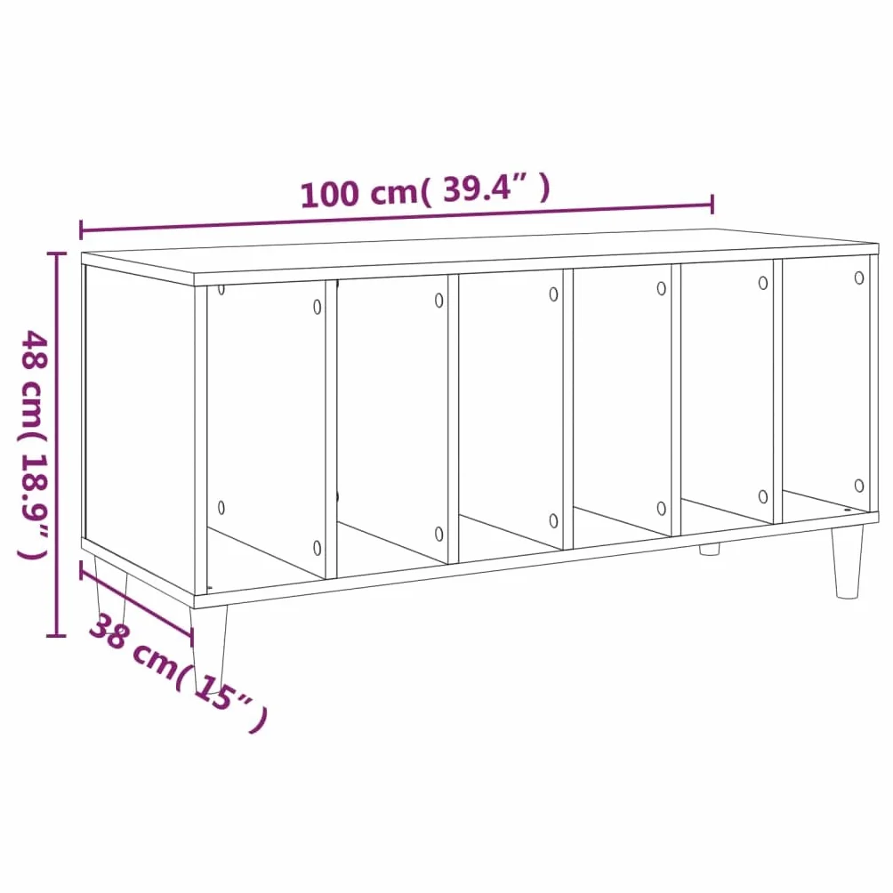ZEYUAN Mueble para Discos Madera contrachapada Negro 100x38x48 cm, Estanteria CD, Mueble Tocadiscos, Mueble para Discos, Mueble para Vinilos, Mueble para Tocadiscos - 831974