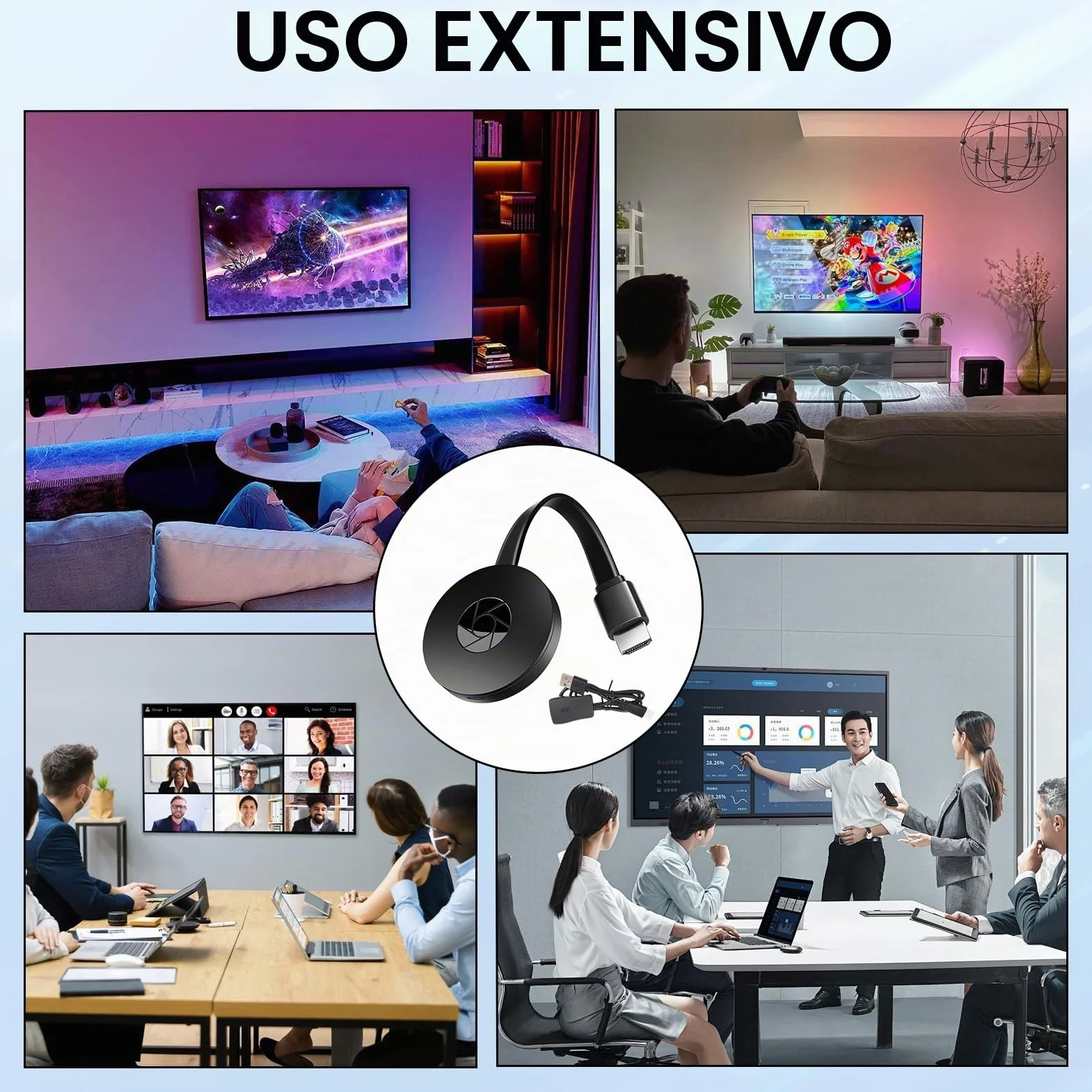Chromecast, dispositivo Chromecast para TV, adaptador de pantalla inalámbrico WiFi, adaptador de pantalla HDMI inalámbrico 4K para TV, compatible con Android/iOS/Windows/Mac/proyector