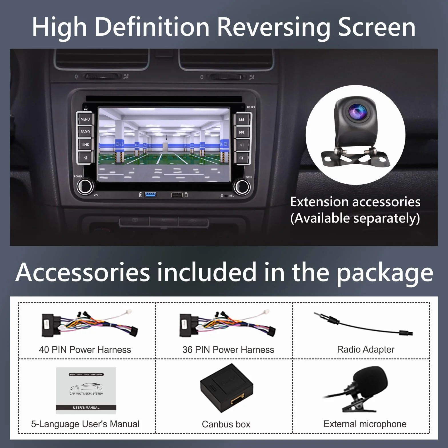 [Versión Fluidez] Radio de automóviles VW Golf 5 6 Polo T5 Tiguan Skoda Passat Jetta Caddy CC Polo Touran Carplay & Android Auto, 7 Pulgadas Pantalla Táctil con/Bluetooth/FM/Am Radio/USB/DPS/RDS
