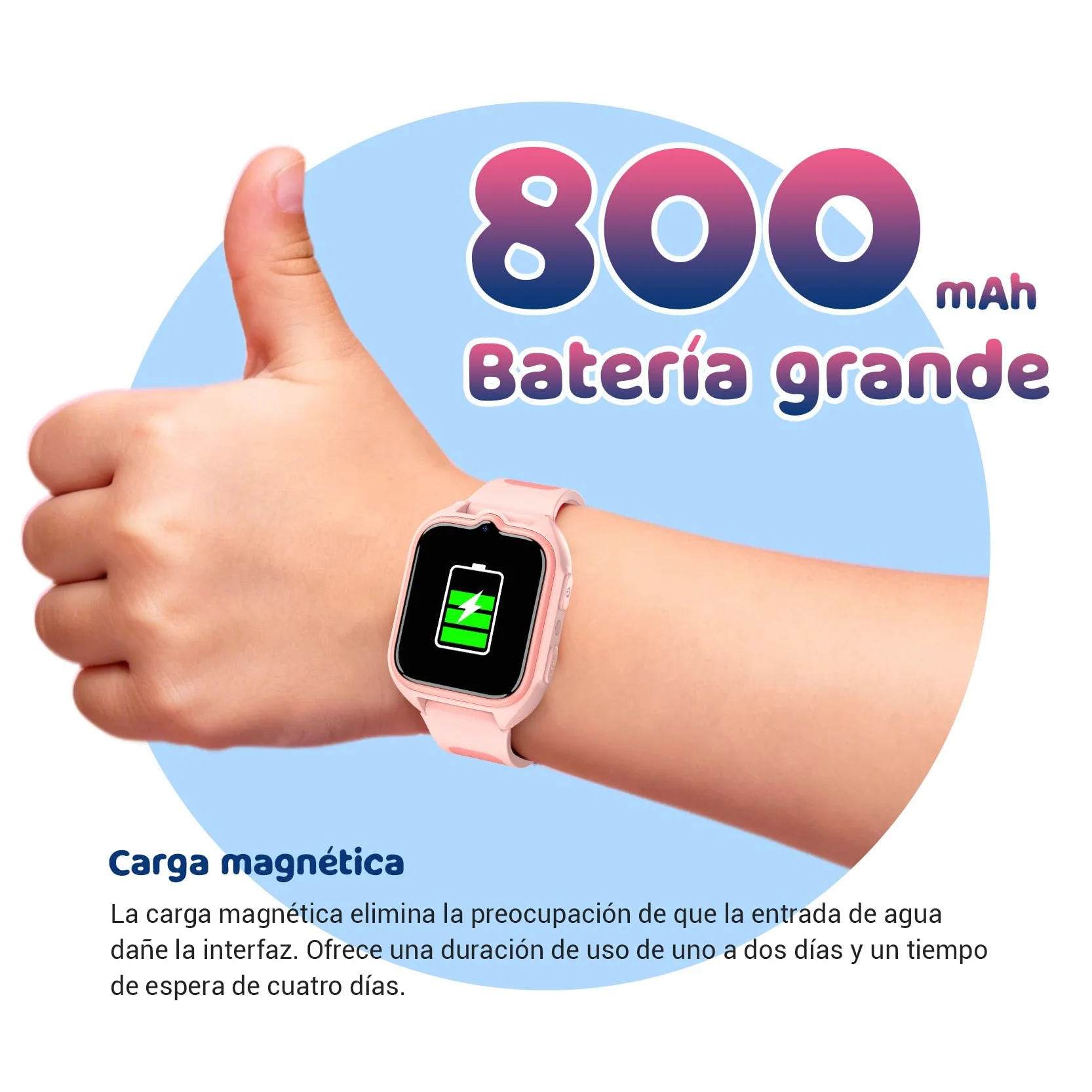 Blackview Smartwatch, 1.75” Reloj Inteligente Niño con GPS Posición, LED Linterna, SOS Llamar, Videollamadas, Chat de Voz, Smartwatch Niños con Podómetro, Juego, Despertador, Modo Escuela, Azul