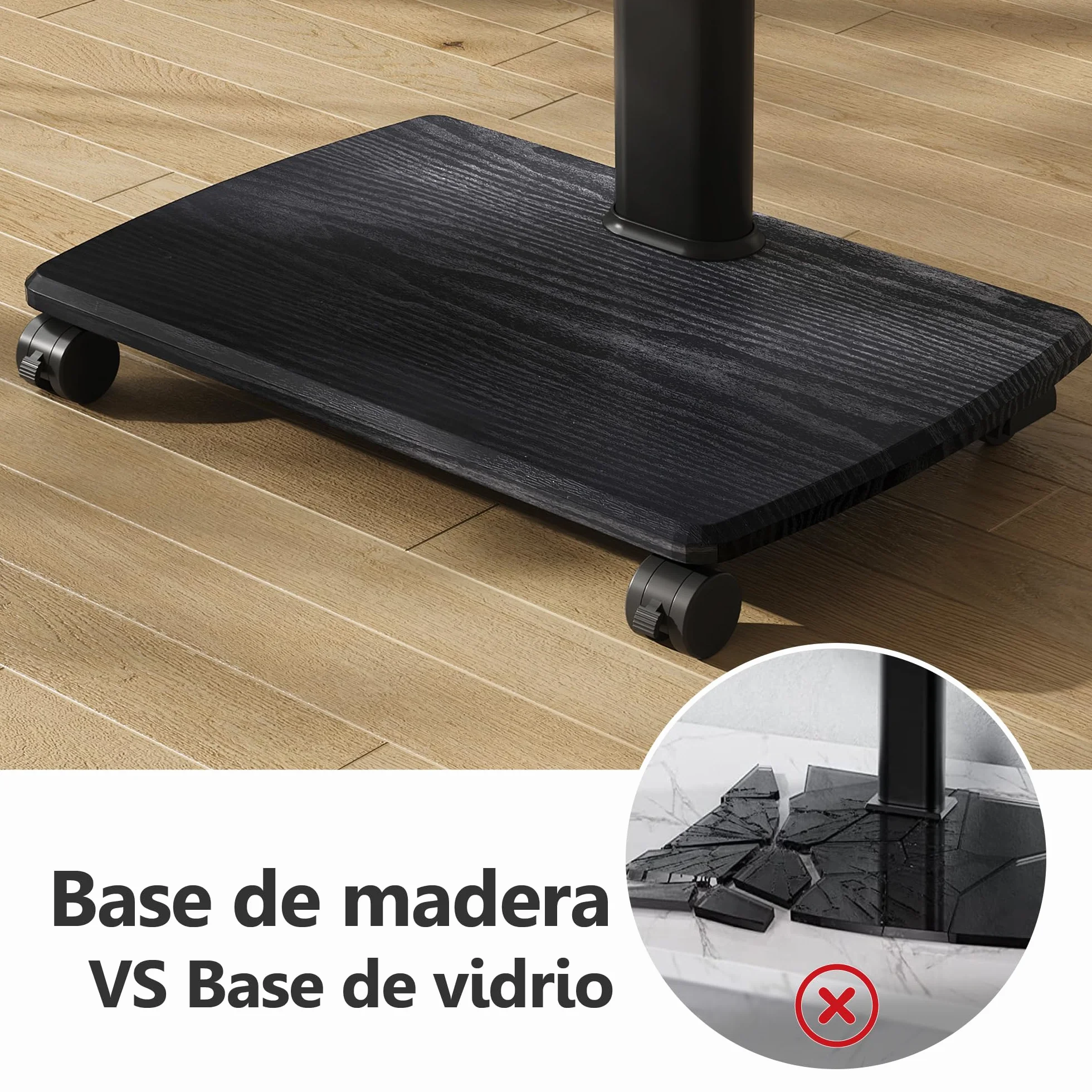 FITUEYES Soporte TV de Pie Ruedas para Pantallas de 32 a 70 Pulgadas con Base de Madera,MAX VESA600*400mm,Soporte de TV con Ruedas con Giro de Placa,Ajuste de Altura,Gestión de Cable,con Estante