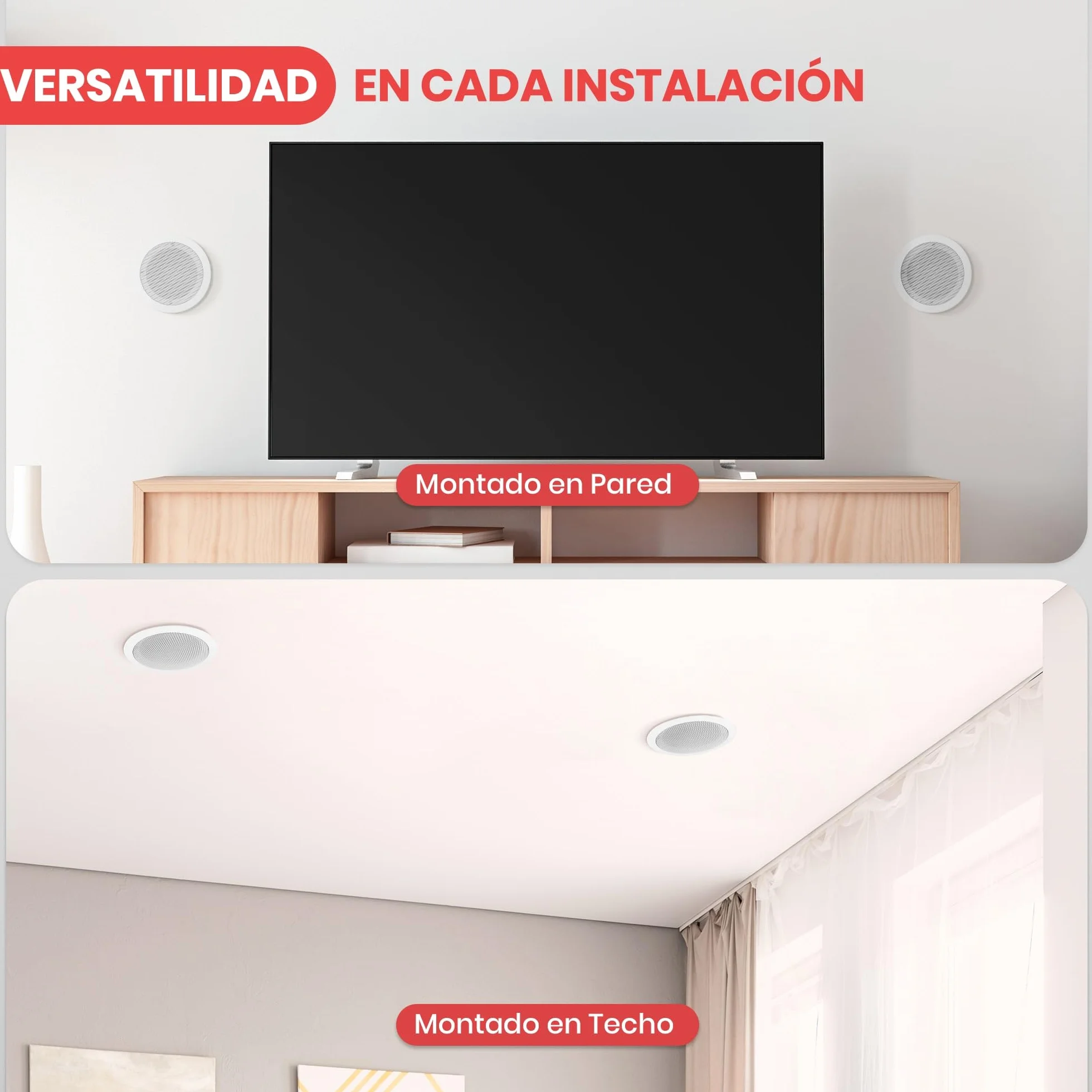 Pyle Altavoces Techo, Pared, 6.5”, 250W, Duales, Estereo, Agudos Ajustables, Rejilla Resistente