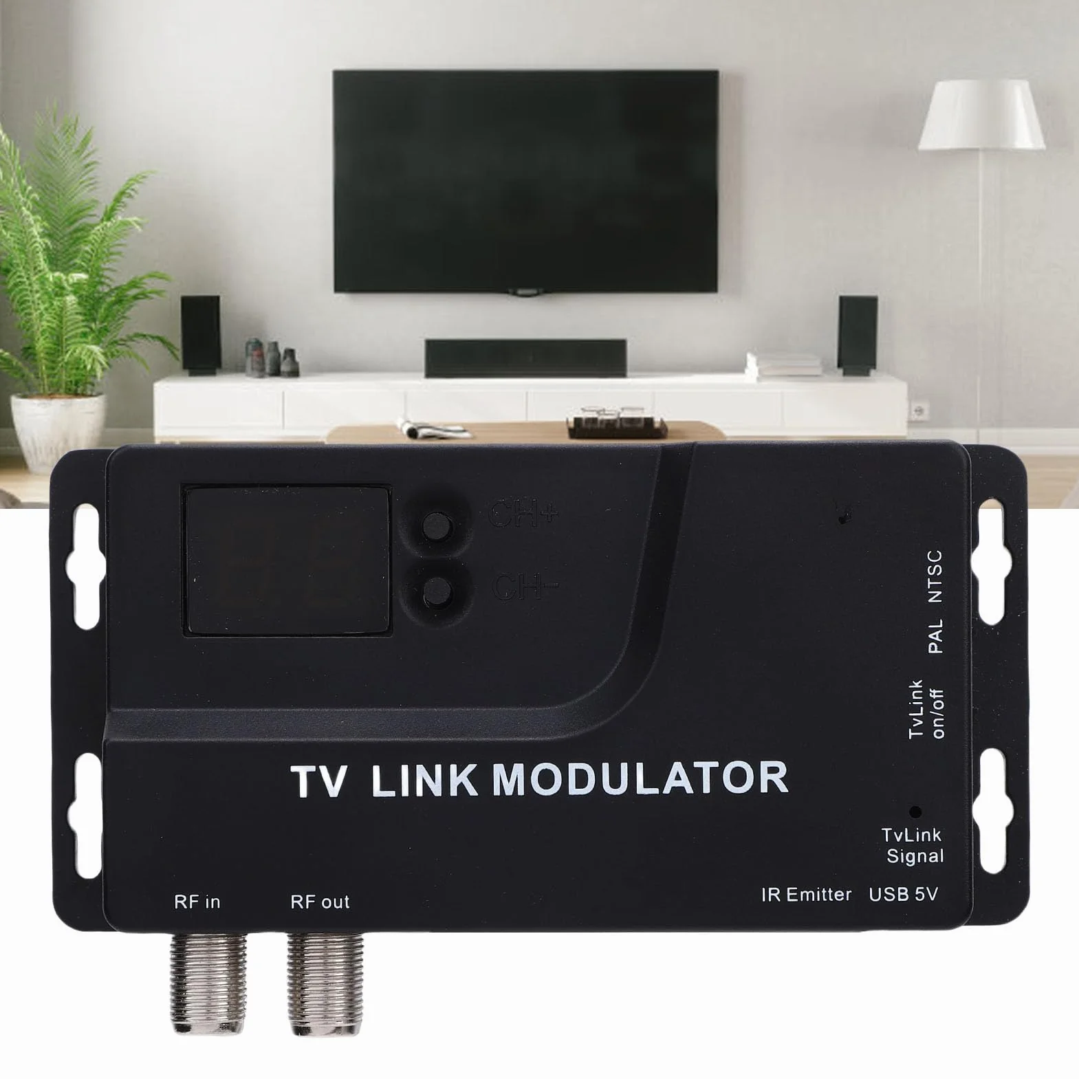 Topiky Modulador HDMI a RF, Convertidor Coaxial VHF UHF AV a RF para Formato TV PAL NTSC, Micro Modulador de TV RF, Conmutador de Canal de 471,25 MHz a 885,25 MHz Convertidor Coaxial