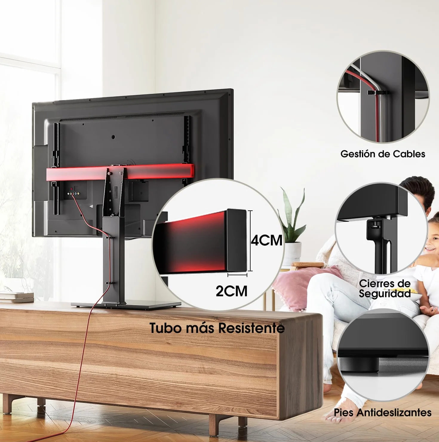 AOKCOS Soporte de TV Giratorio y Altura Ajustable para televisores de 32 a 75 Pulgadas de hasta 50 kg, Soporte Universal para TV MAX VESA 600 x 400 mm