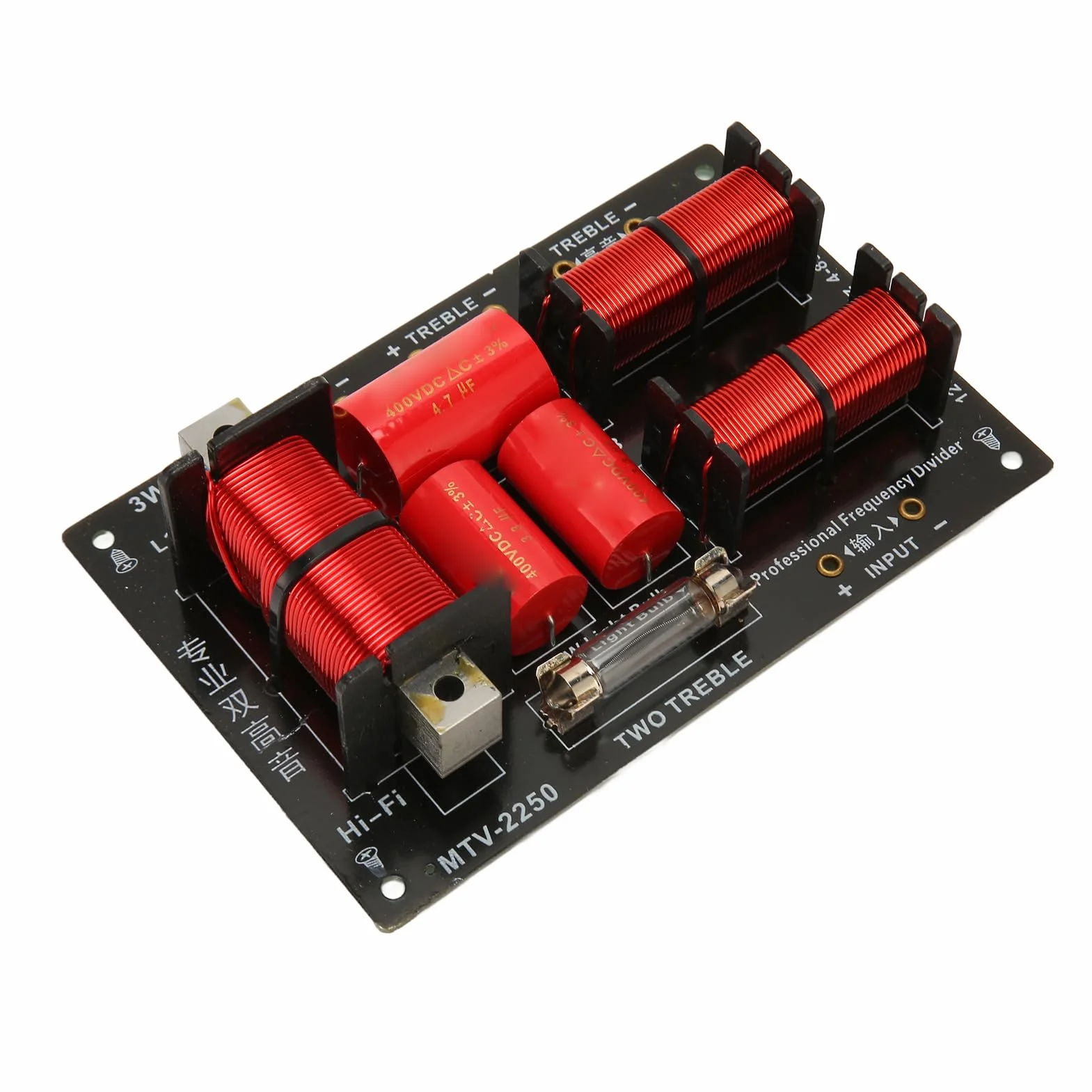 Divisor de Frecuencia de Altavoz de 400 W, Placa Distribuidora Cruzada de Altavoz de Audio Hi Fi de 3 Vías y 2 Unidades, Módulo Divisor de Frecuencia de Graves Agudos