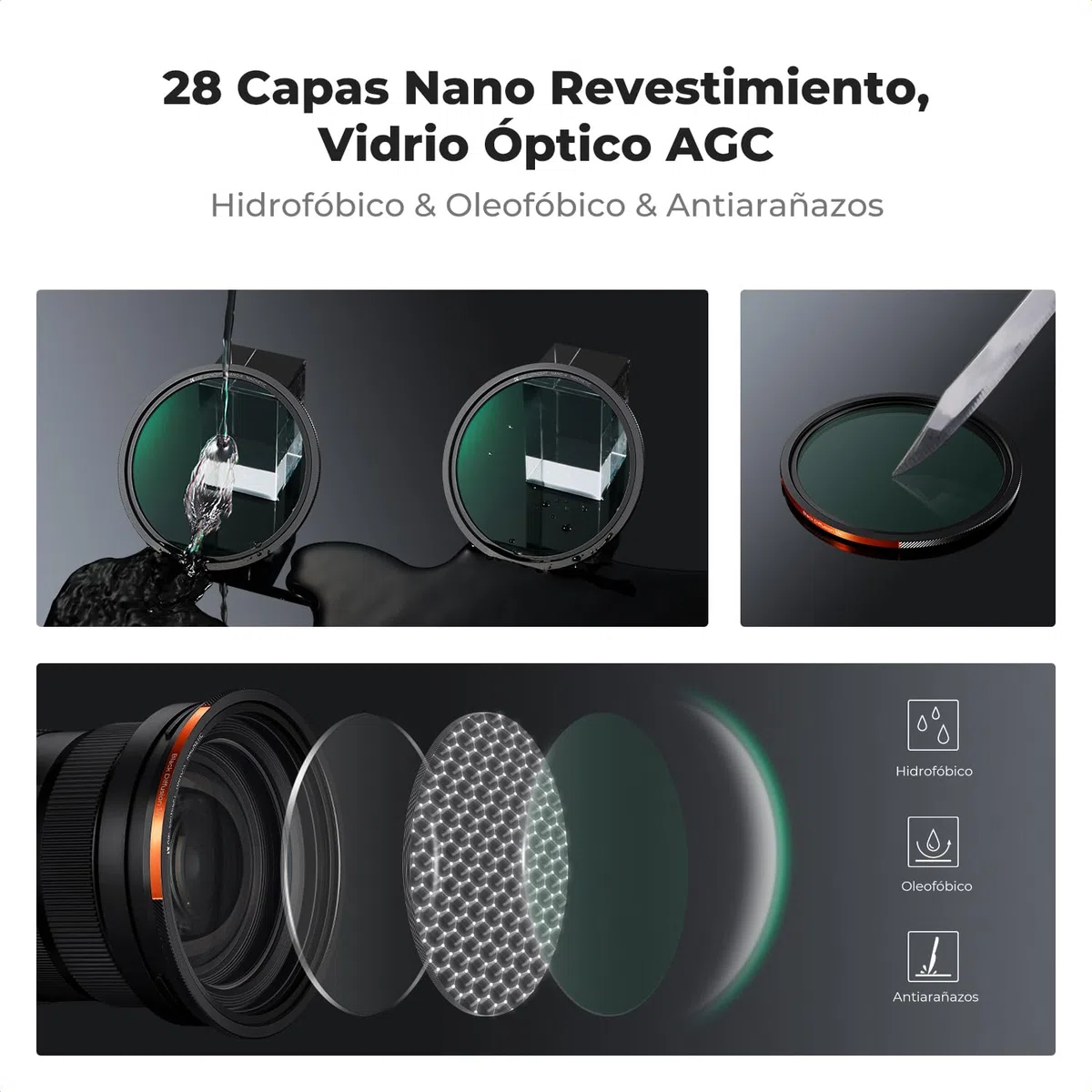 K&F CONCEPT Nano-Xcel 58mm Filtros Magnéticos，Filtro Polarizador Circular + Filtros Variable ND2-32 + Filter Black-Mist 1/4 + Anillo de Adaptador Magnético + Tapa de Metal Magnético
