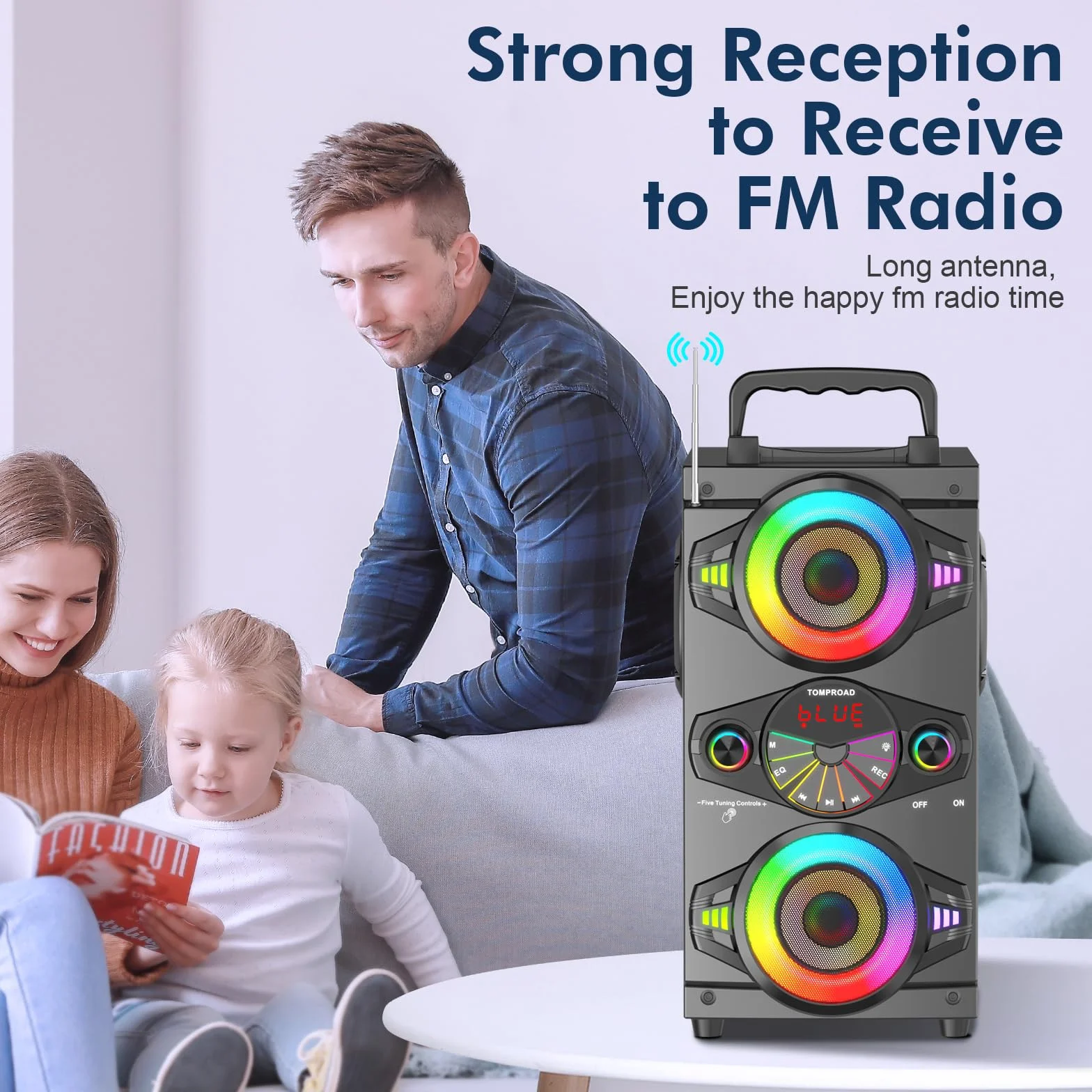 Altavoces Bluetooth, Altavoz Bluetooth inalámbrico portátil de 60 W para fiestas en casa al aire libre con subwoofer, radio FM, luces LED coloridas, micrófono, control remoto y gran potente sonido est