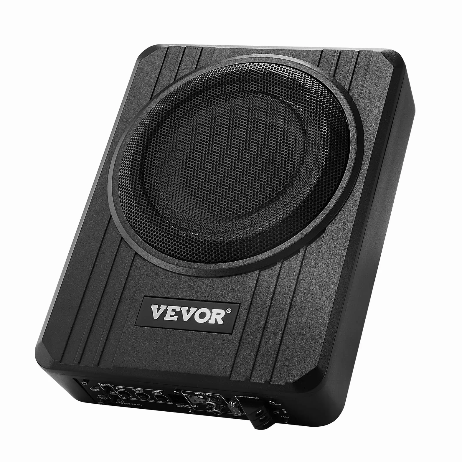 VEVOR Subwoofer para Debajo del Asiento para Automóvil 203 mm 400 W Altavoz Compacto para Coche Amplificador Incorporado Entrada Bajo Controlador de Volumen Control Remoto con Cable