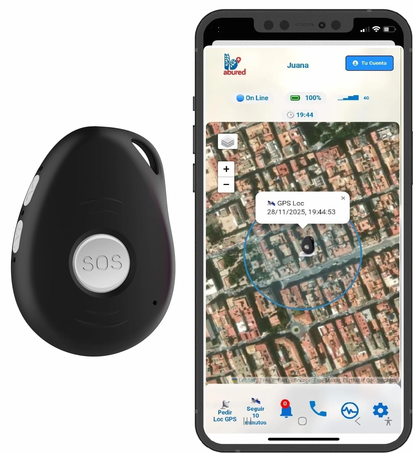 Localizador GPS Personas Mayores 4G Botón SOS Emergencia Detector de Caída Teléfono APP Español Colgante 72h Batería Family Care ELE2