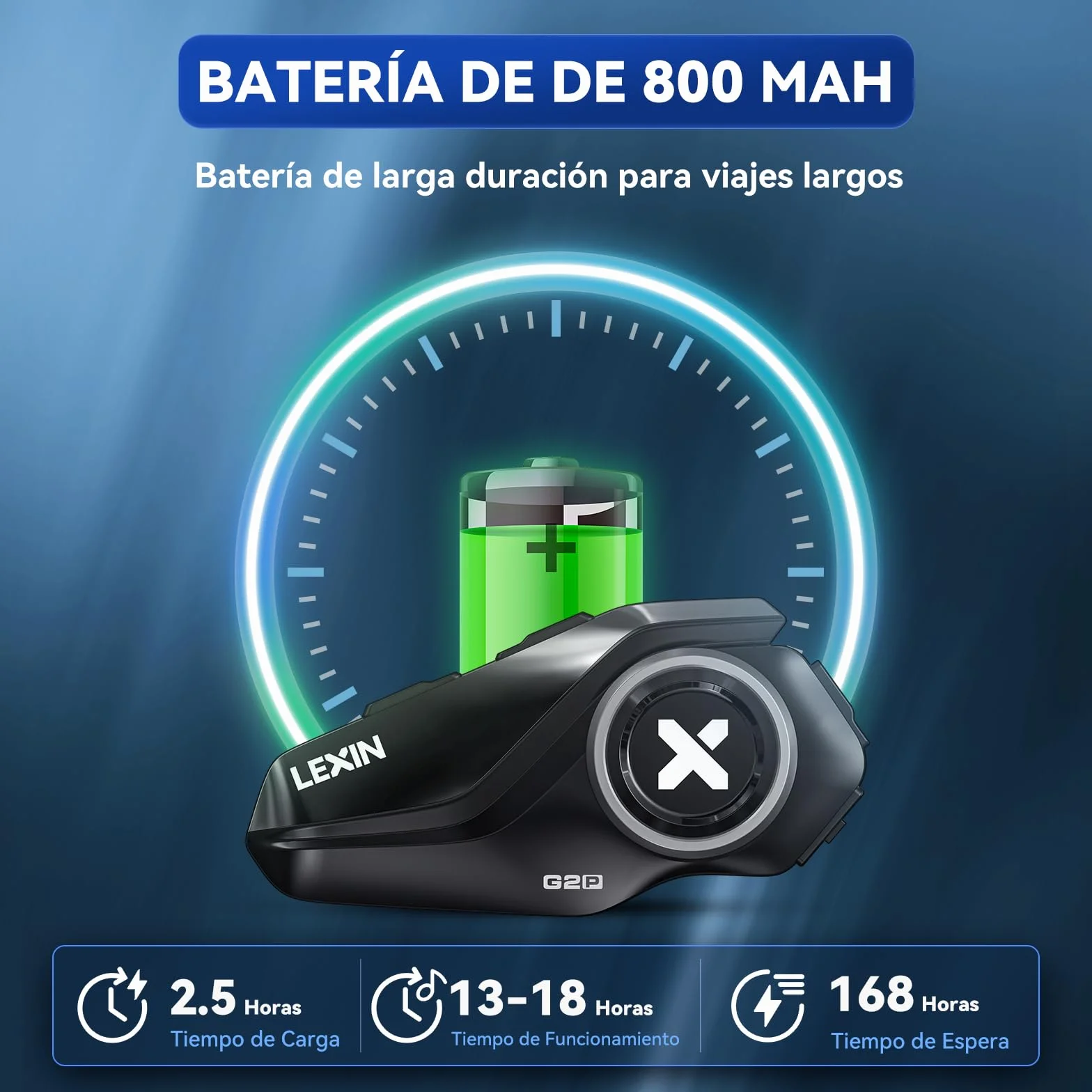 LEXIN G2P Intercomunicador Casco Moto Bluetooth 6 Vías, Sistema Comunicación con 4 Cubiertas Reemplazables