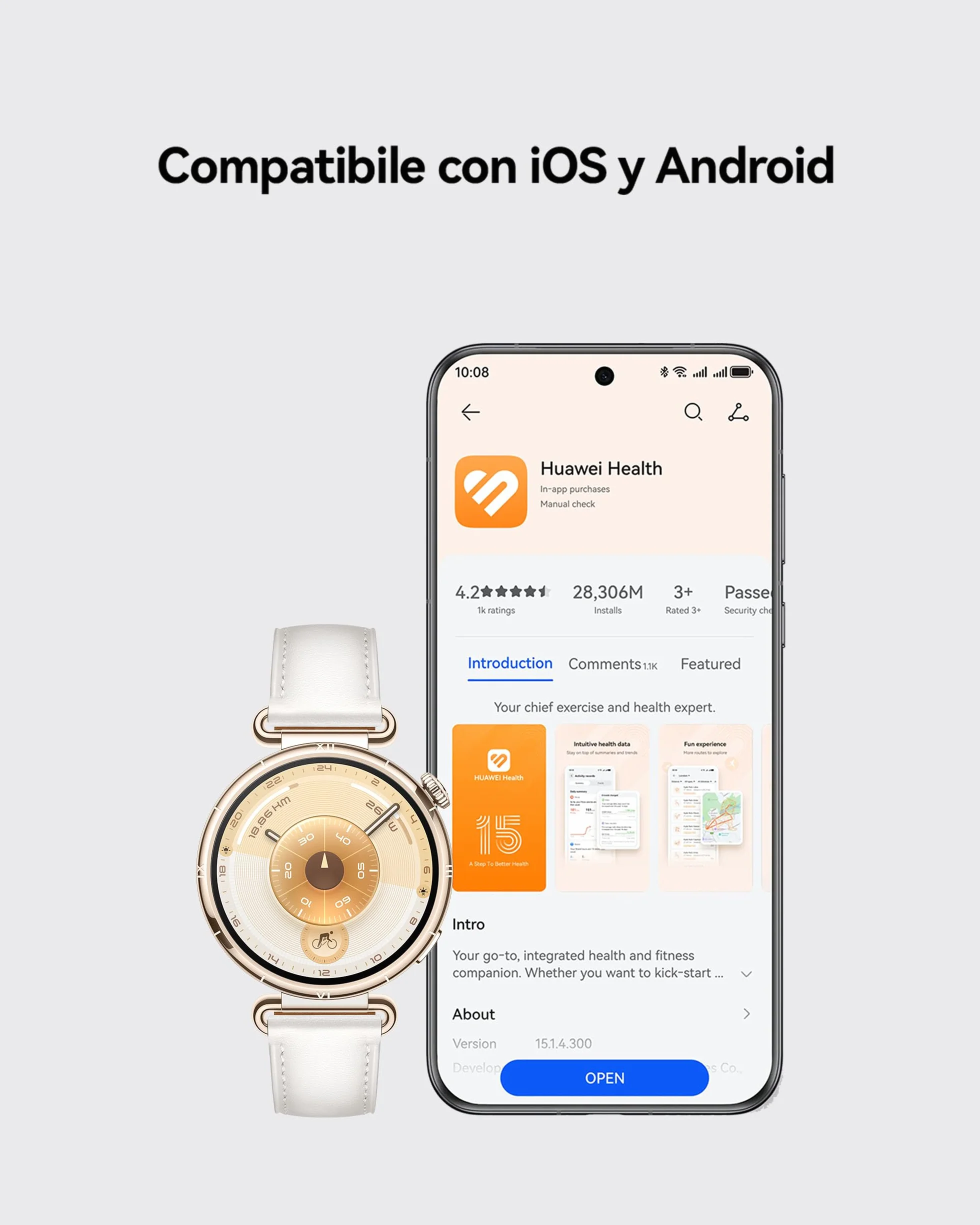 HUAWEI WATCH GT 6 41mm GPS Smartwatch, AMOLED Pantalla Táctil, hasta 14 Días de Autonomía, NFC,Ciclismo,100+Modos Deportivos, Compatible con iOS Android,Monitoreo de Salud, Emotional Wellbeing, Blanco