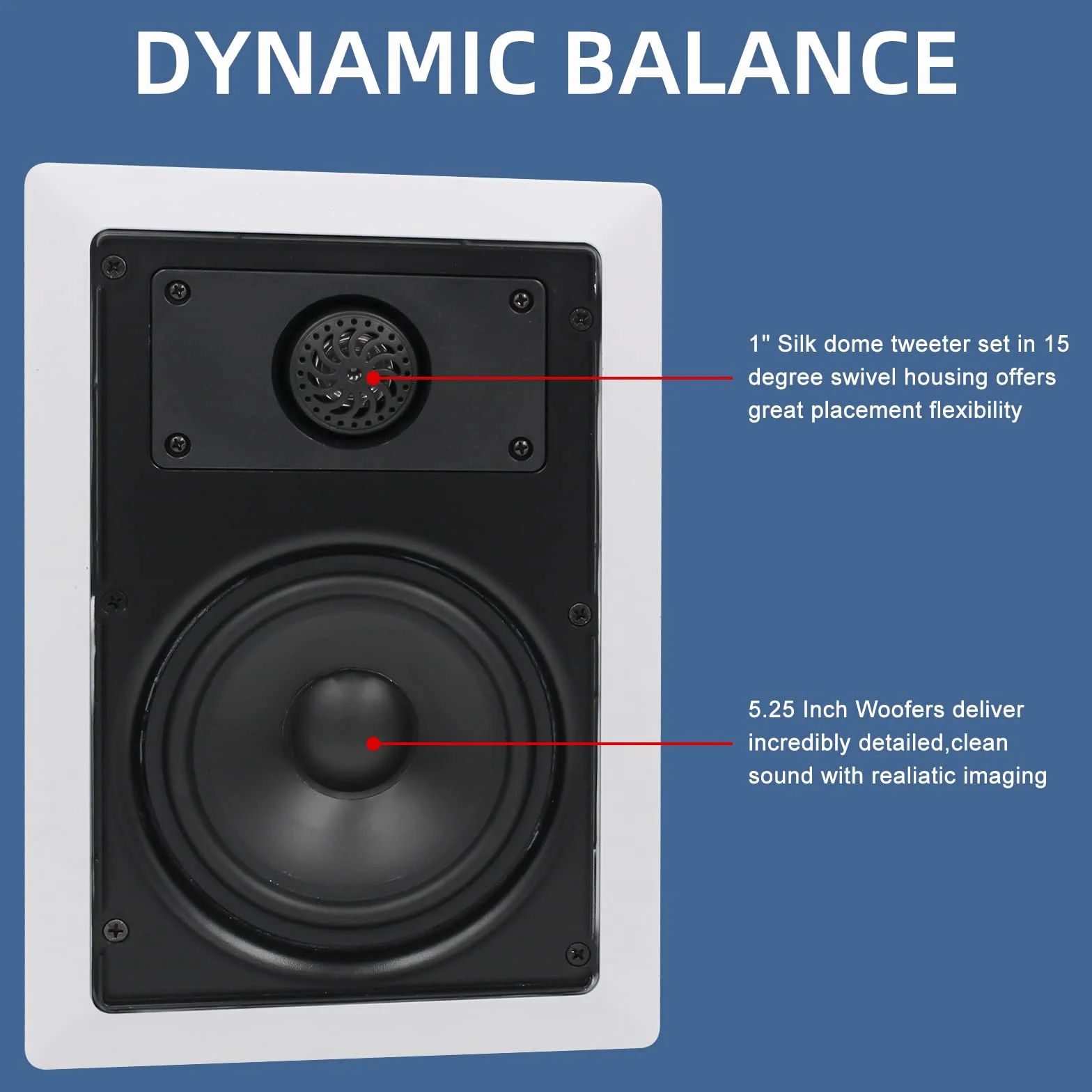 Herdio - Altavoces de Pared de 5,25 Pulgadas, 2 vías,Montaje en Pared y Techo en Interiores/Exteriores (2 Pares, Rejilla pintable)