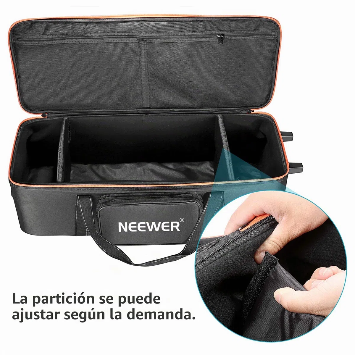Neewer 10087972 - Bolsa de transporte para equipo de estudio de fotografía,96 x 39 x 29 cm, con correas acolchadas, rueda de compartimento y asa para soporte ligero
